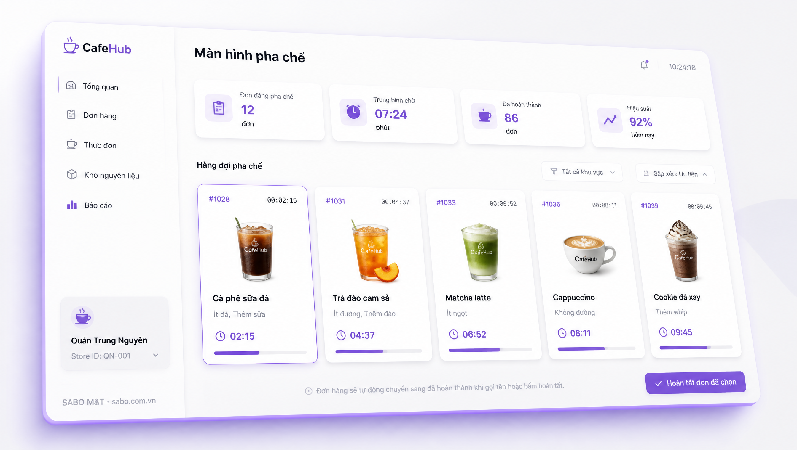 Giao diện web quán cà phê — màn 4