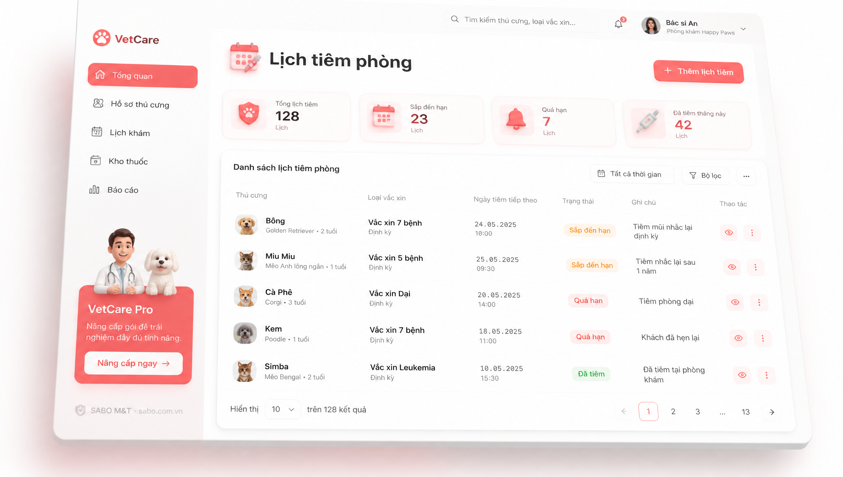 Giao diện web phòng khám thú y — màn 4