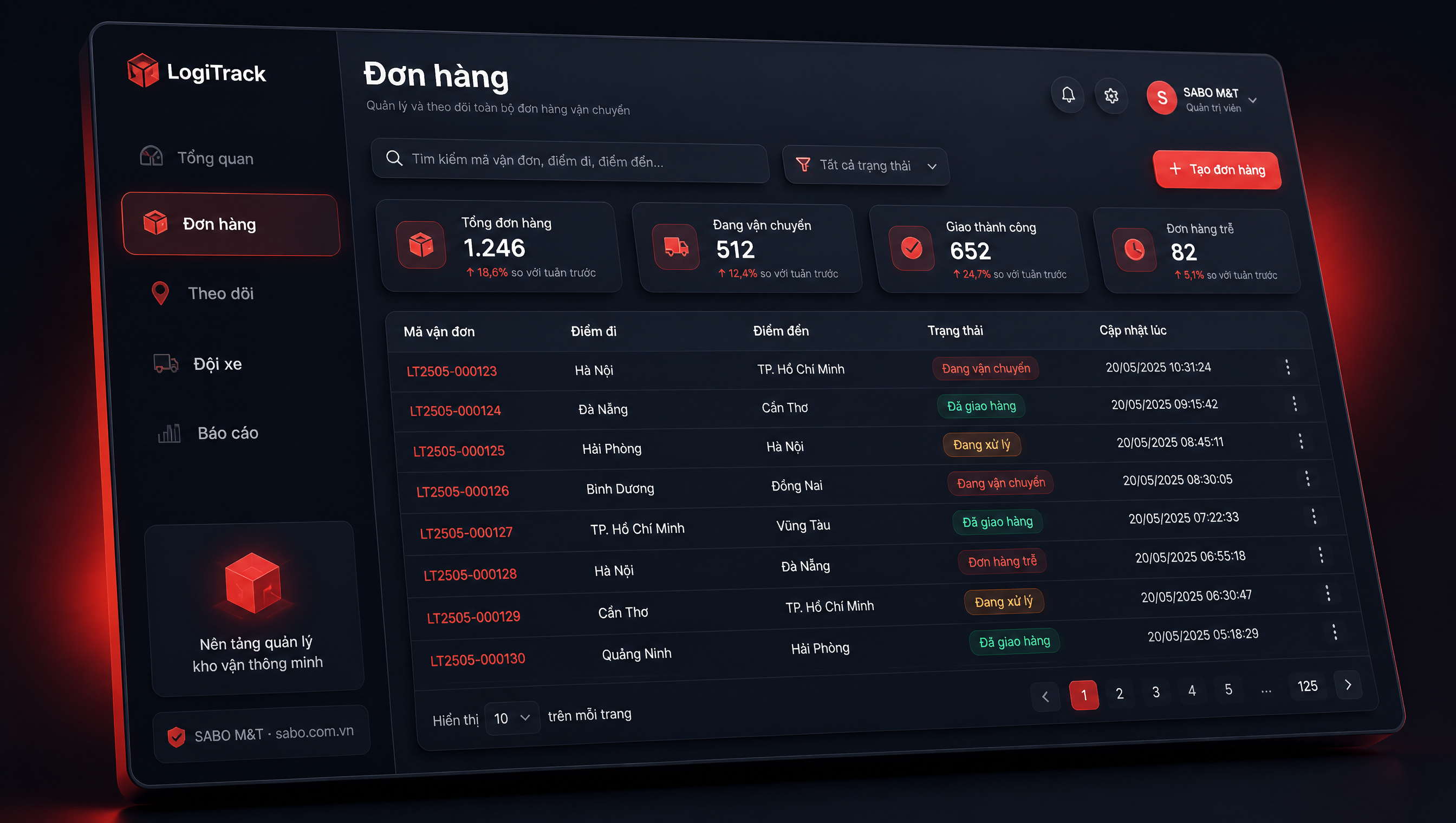 Giao diện web kho vận – logistics — màn 2