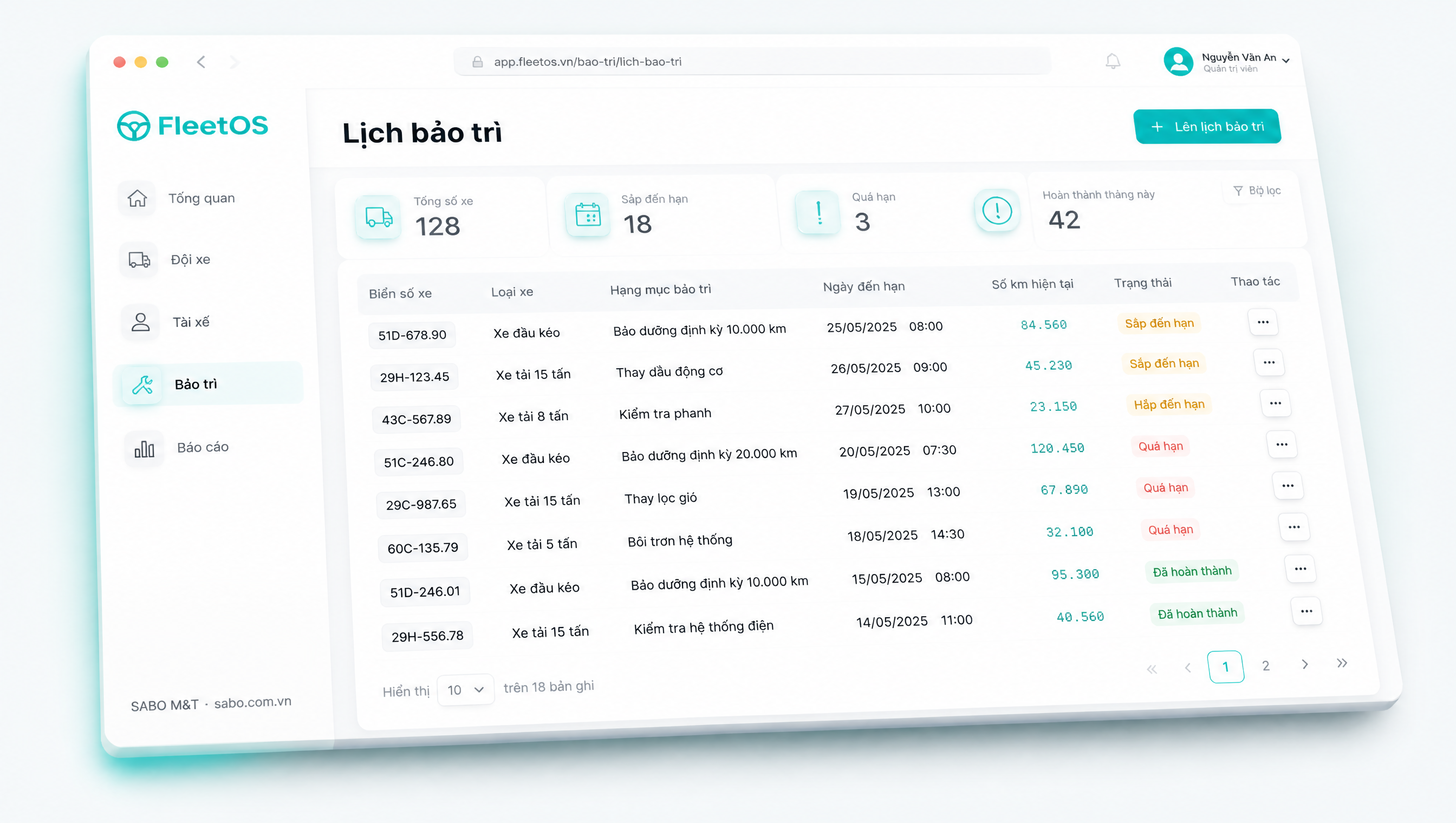 Giao diện web vận tải – đội xe — màn 4