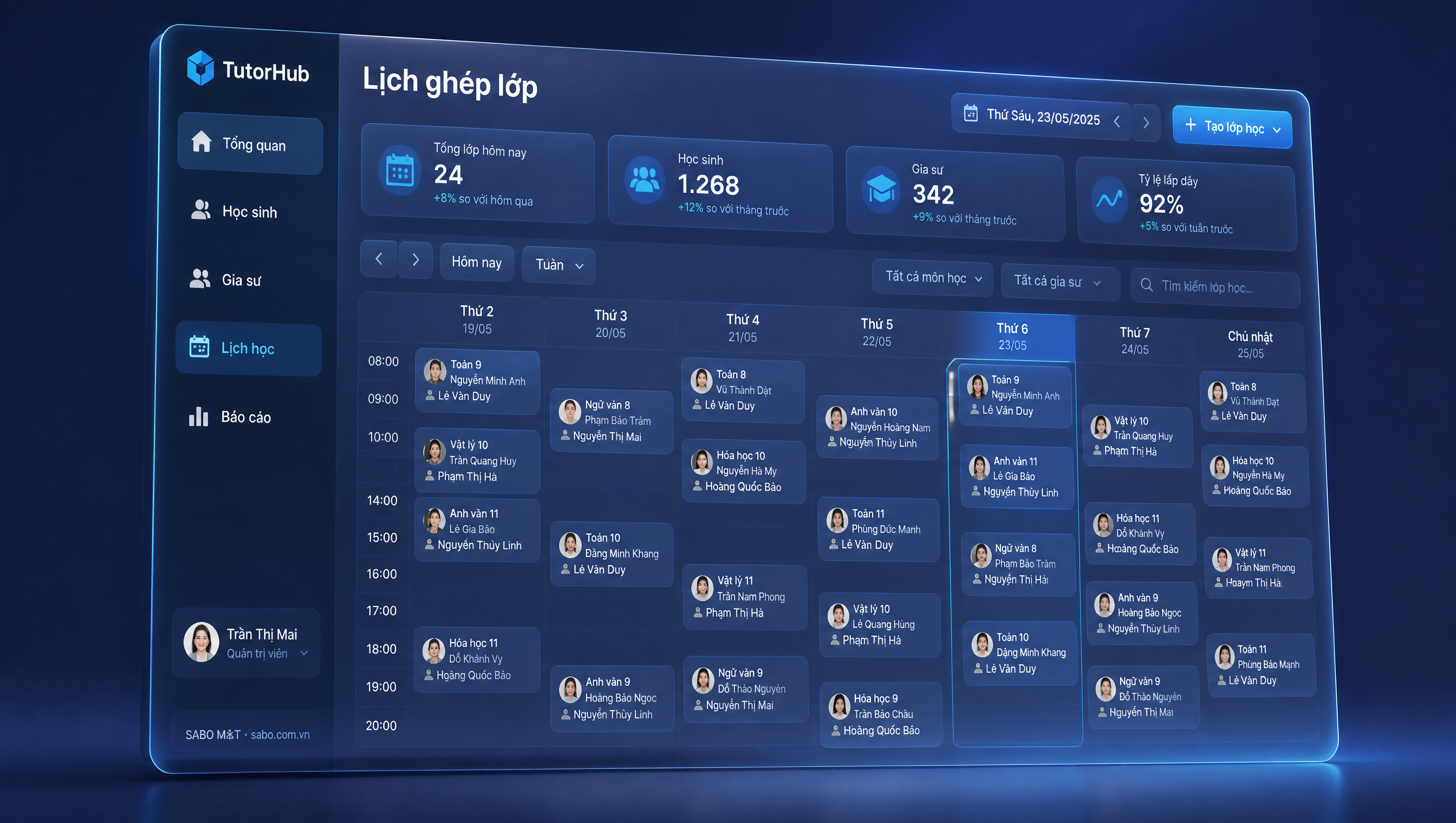 Giao diện web trung tâm gia sư — màn 4