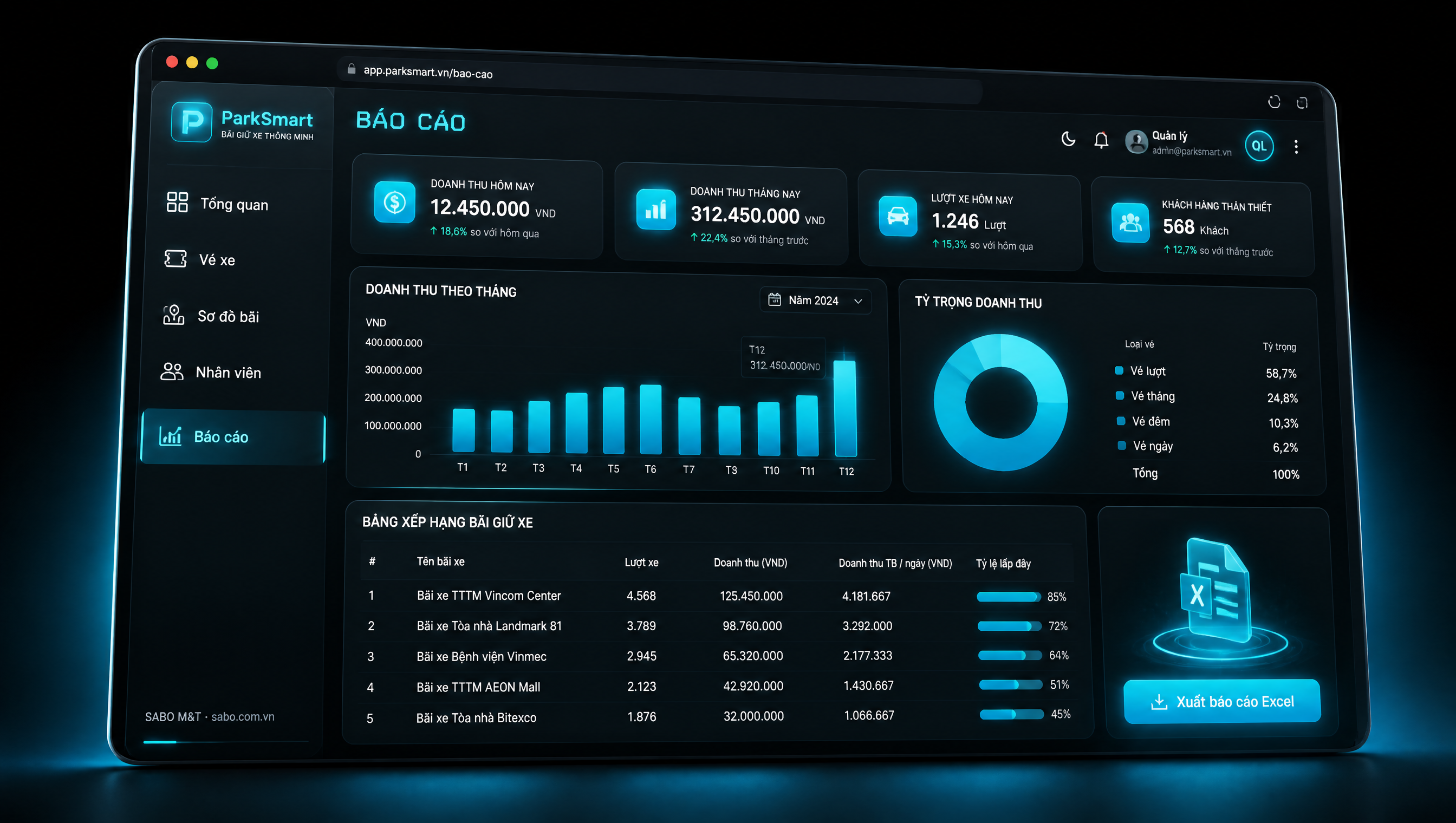 Giao diện web bãi giữ xe thông minh — màn 5