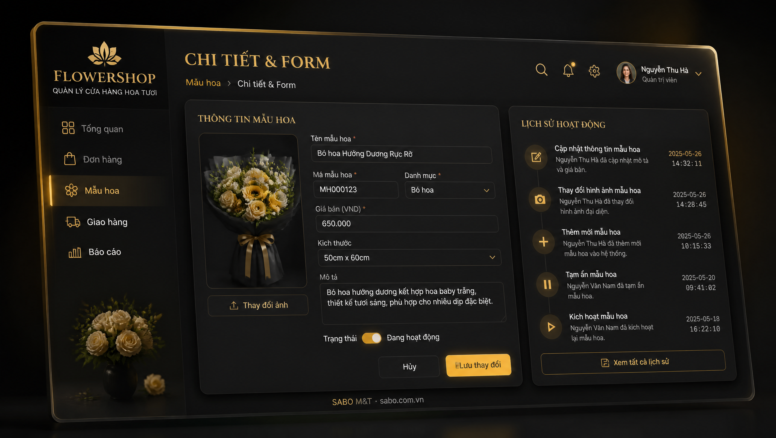 Giao diện web cửa hàng hoa tươi — màn 3