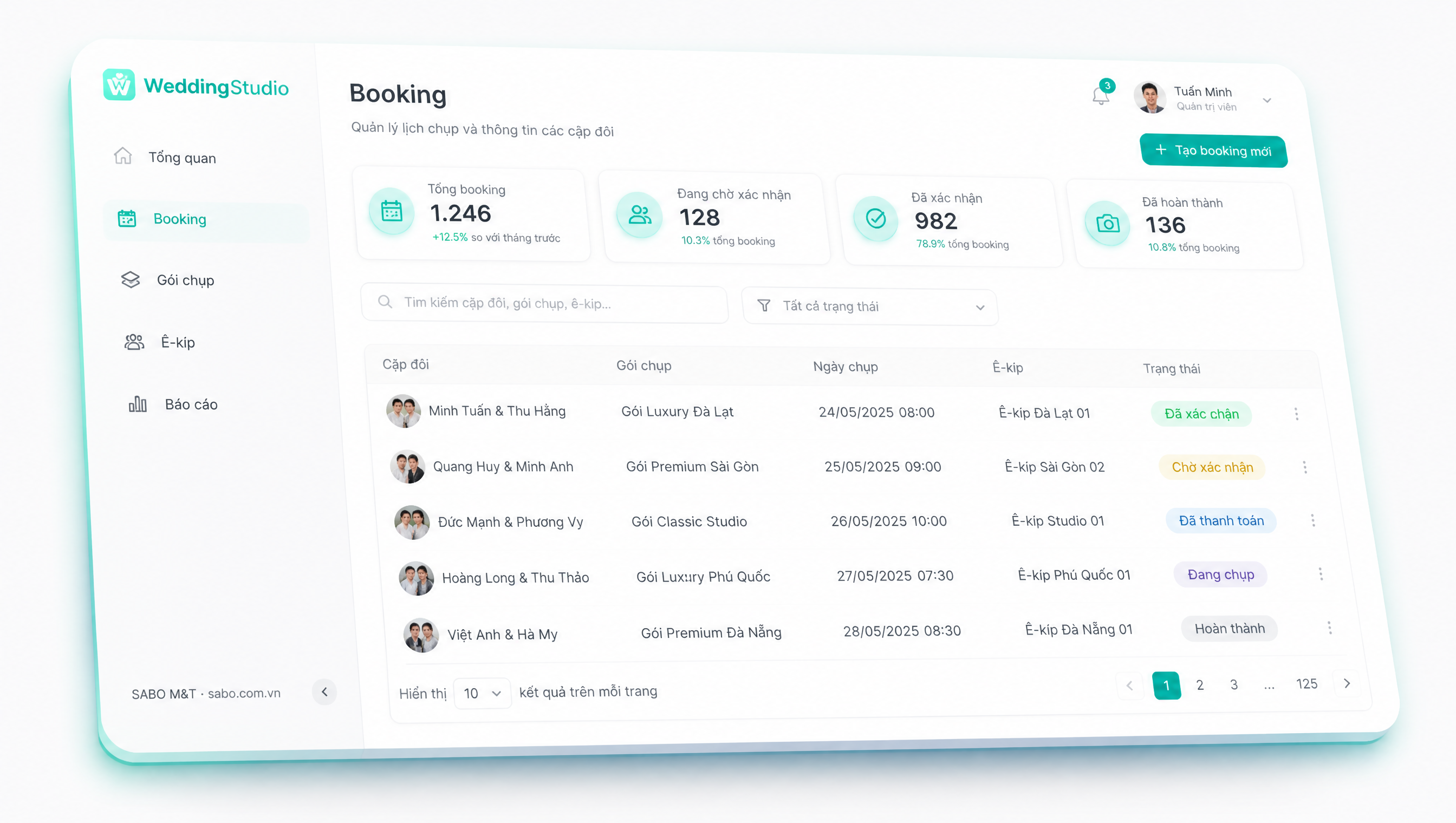 Giao diện web studio chụp ảnh cưới — màn 2