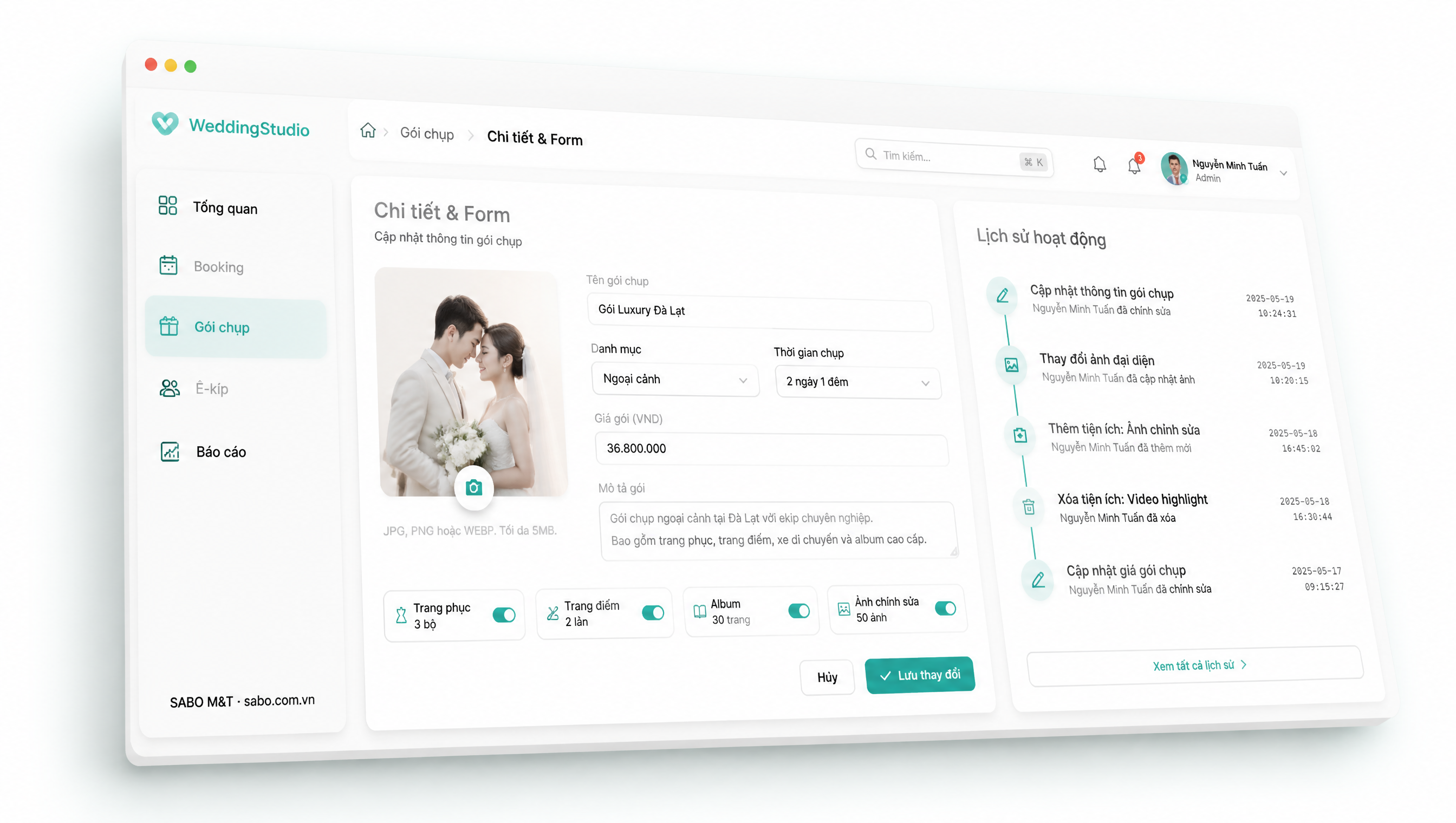 Giao diện web studio chụp ảnh cưới — màn 3