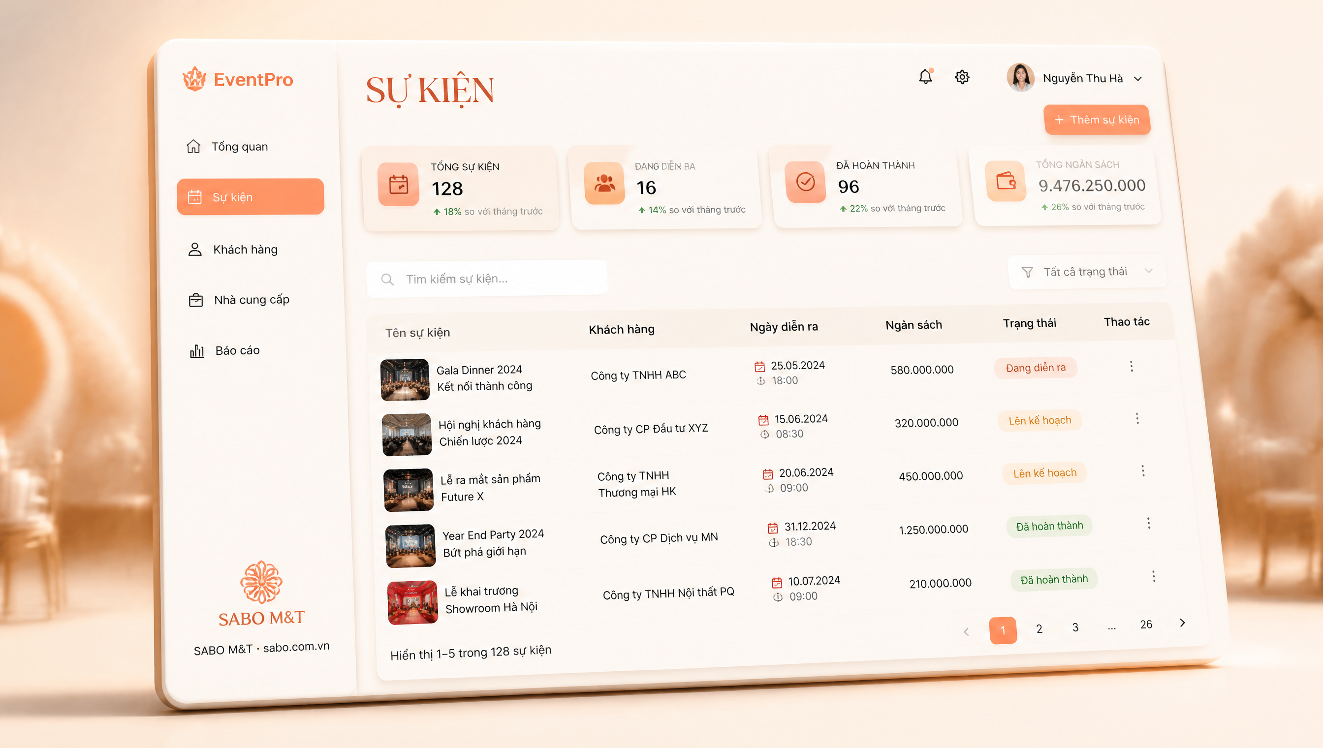 Giao diện web công ty tổ chức sự kiện — màn 2