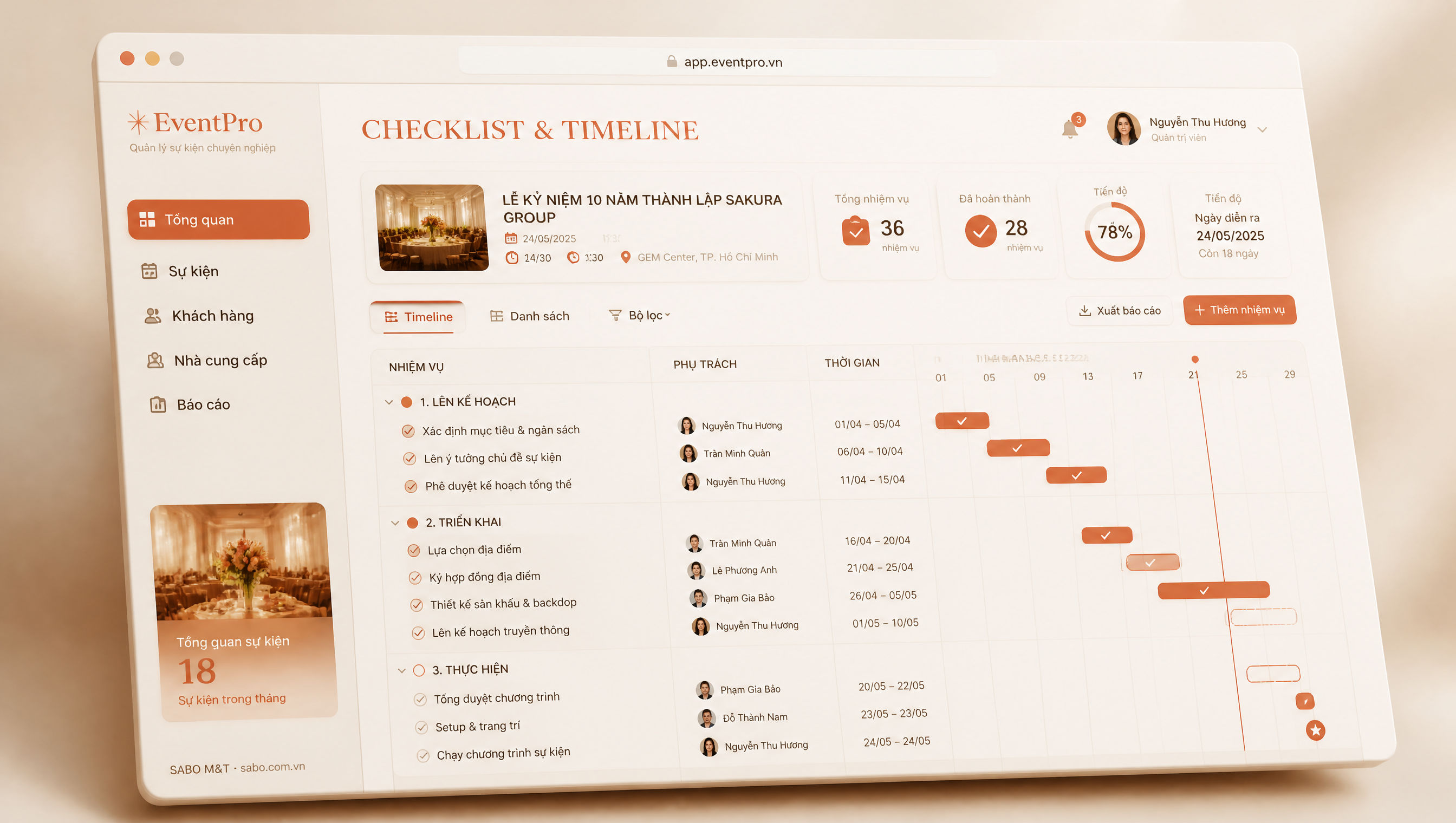 Giao diện web công ty tổ chức sự kiện — màn 4