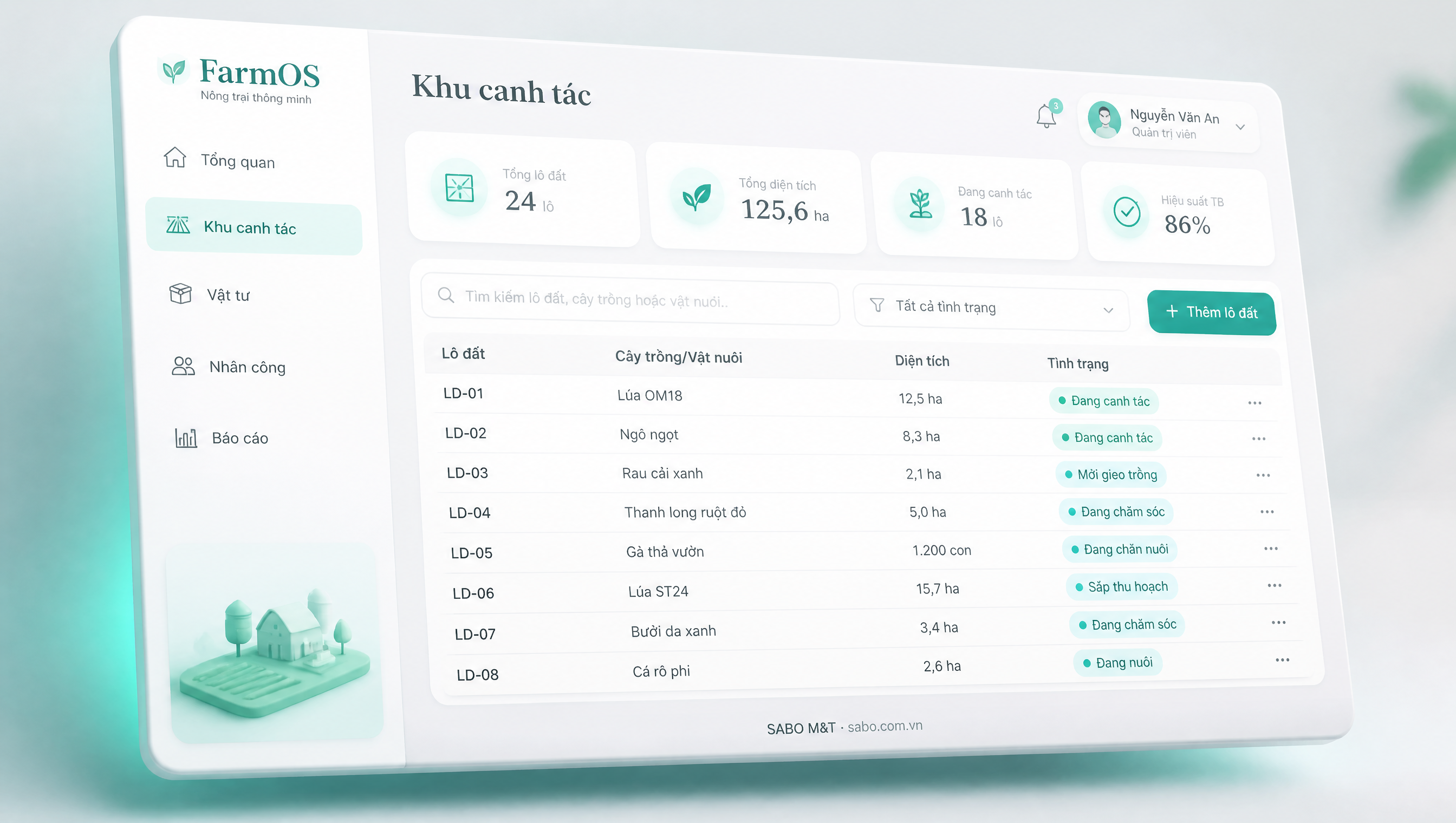 Giao diện web nông trại – trang trại — màn 2