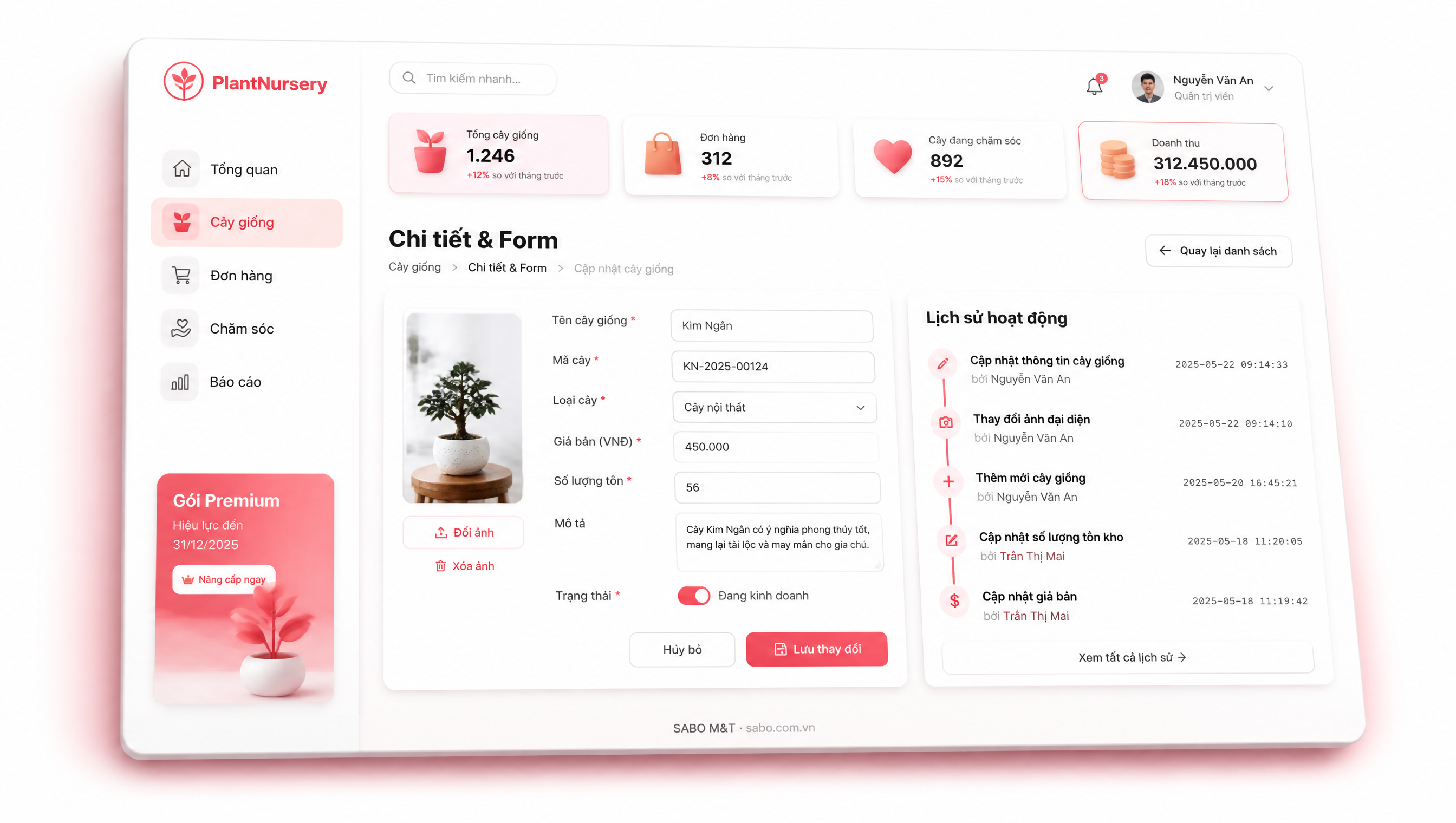Giao diện web vườn ươm cây cảnh — màn 3