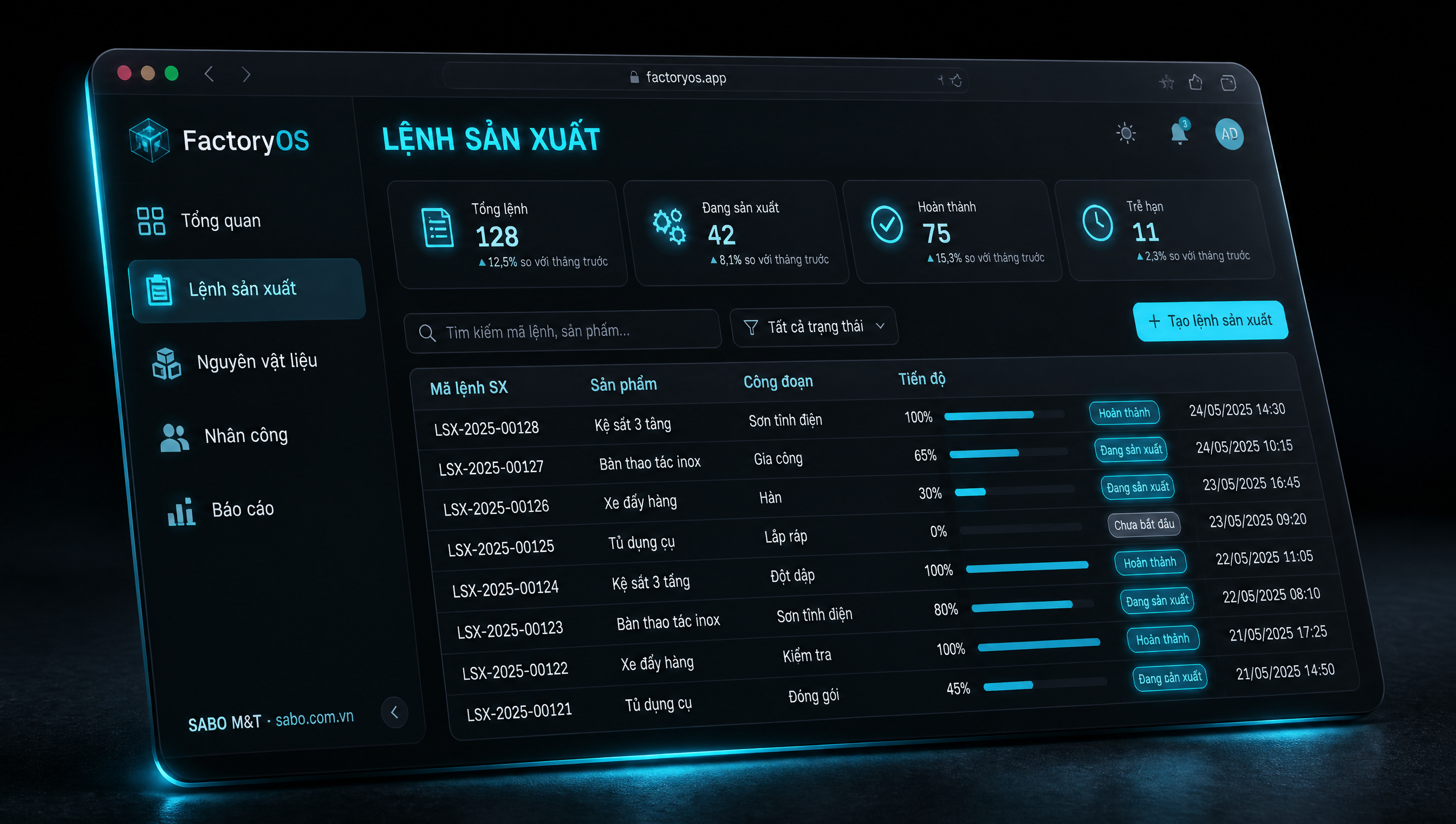 Giao diện web xưởng sản xuất nhỏ — màn 2
