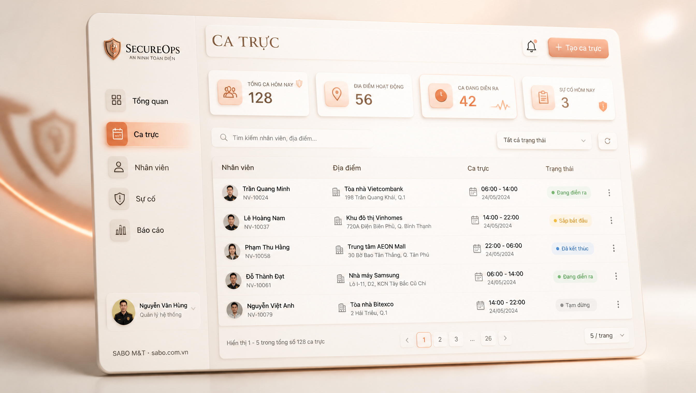 Giao diện web công ty bảo vệ – an ninh — màn 2