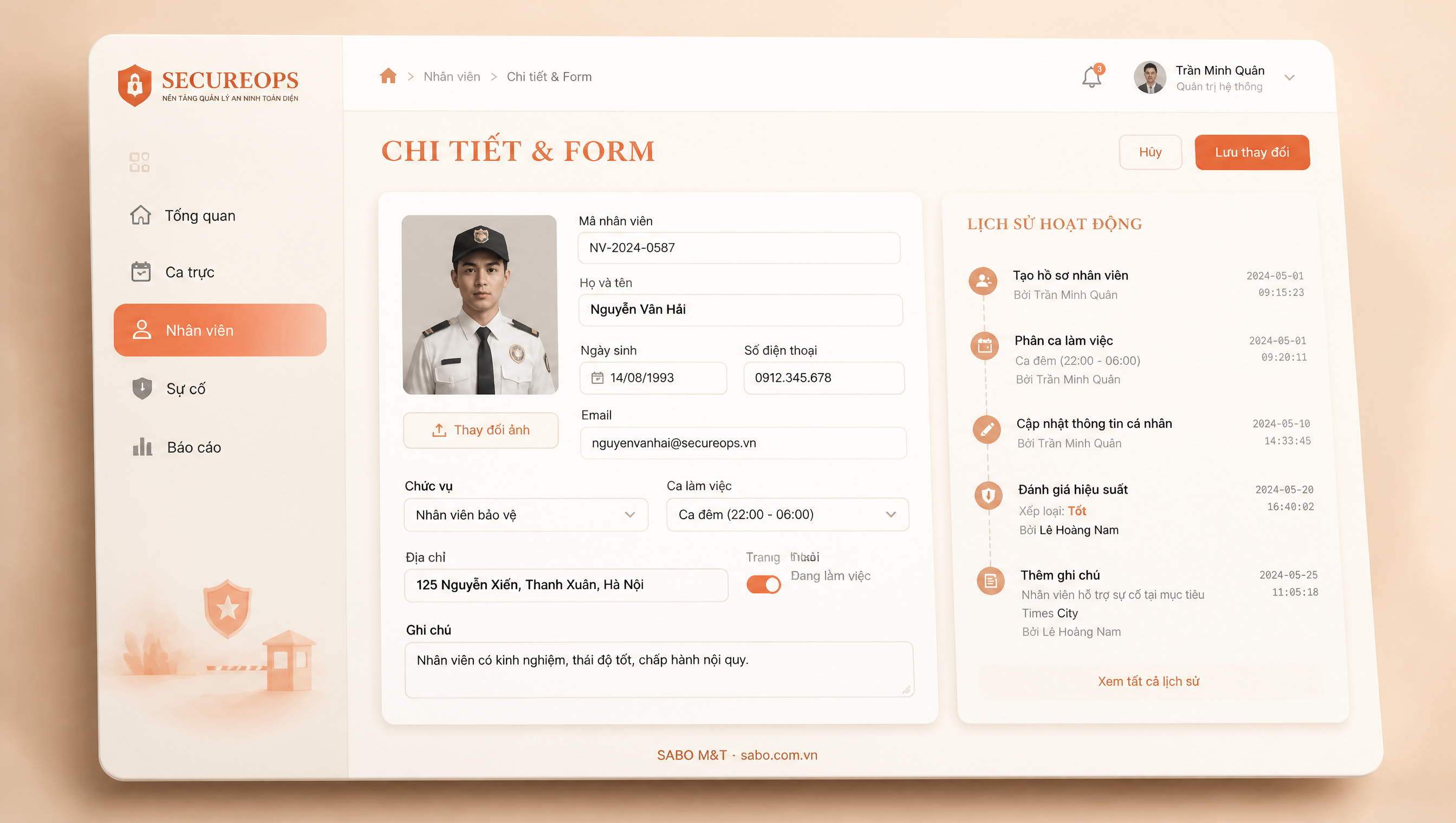 Giao diện web công ty bảo vệ – an ninh — màn 3