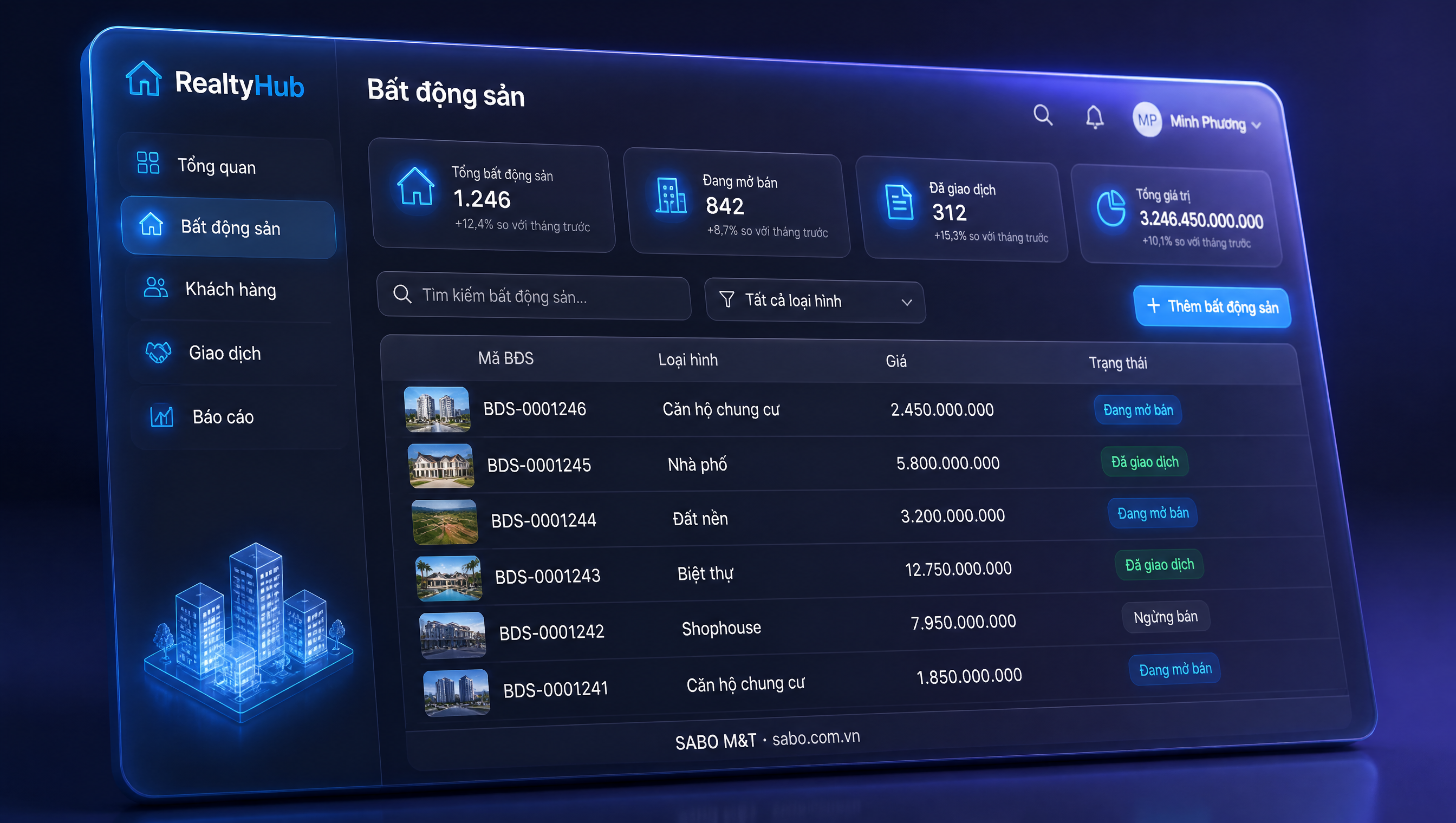 Giao diện web đại lý bất động sản — màn 2