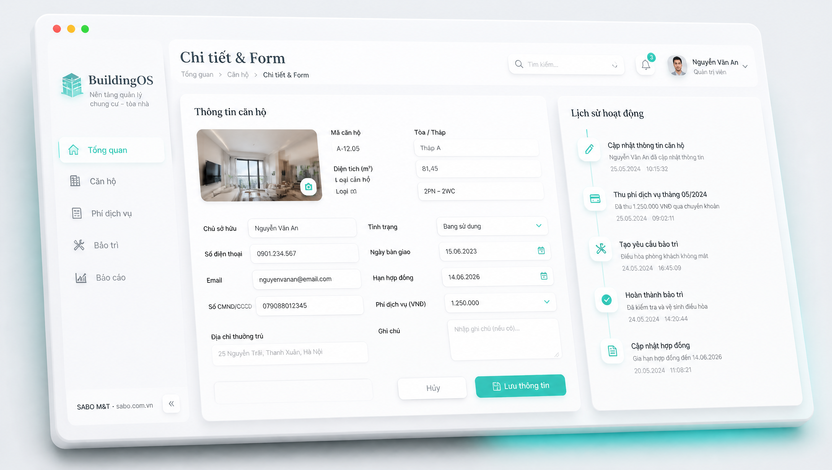 Giao diện web chung cư – tòa nhà — màn 3