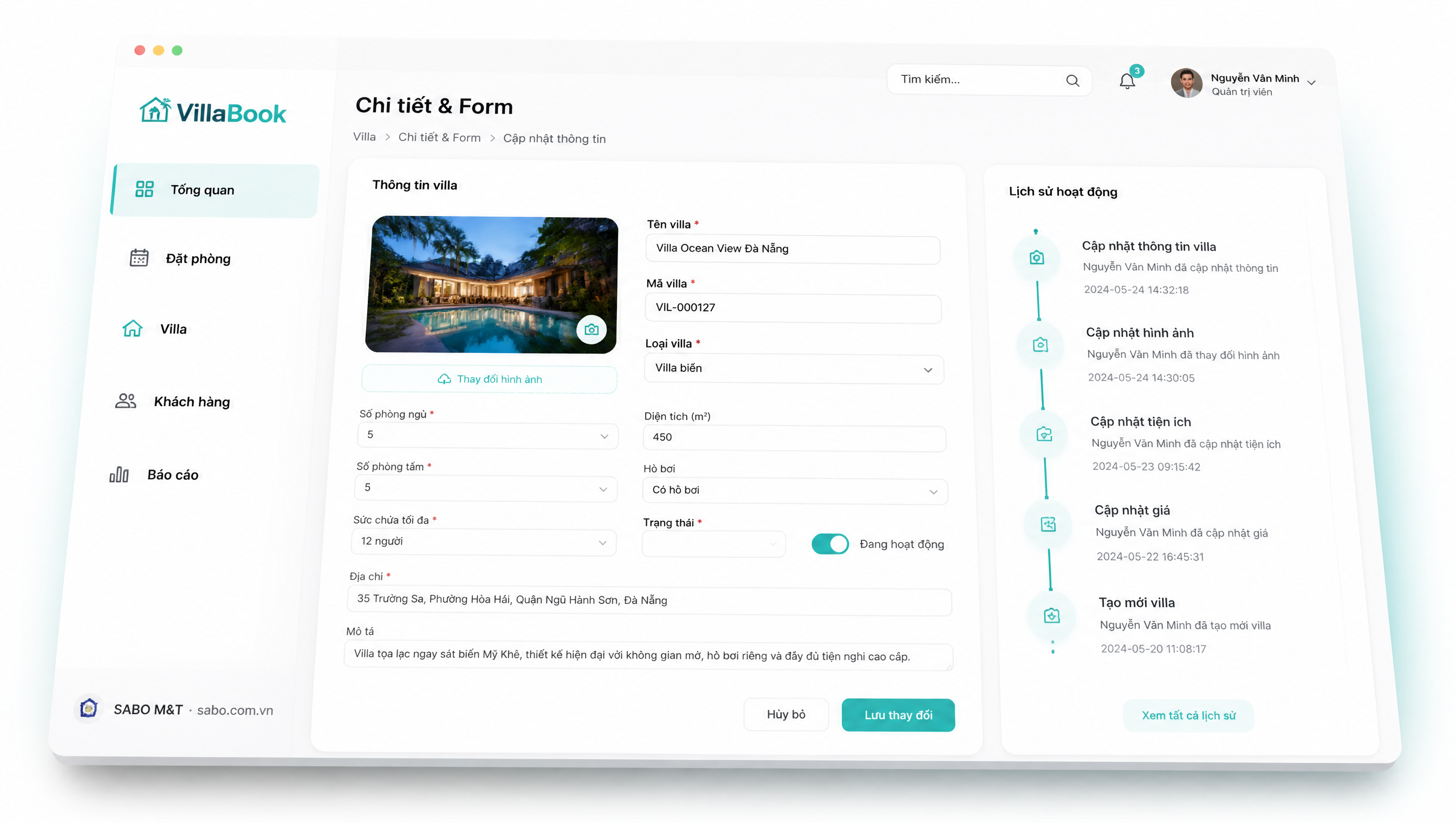 Giao diện web villa cho thuê theo ngày — màn 3