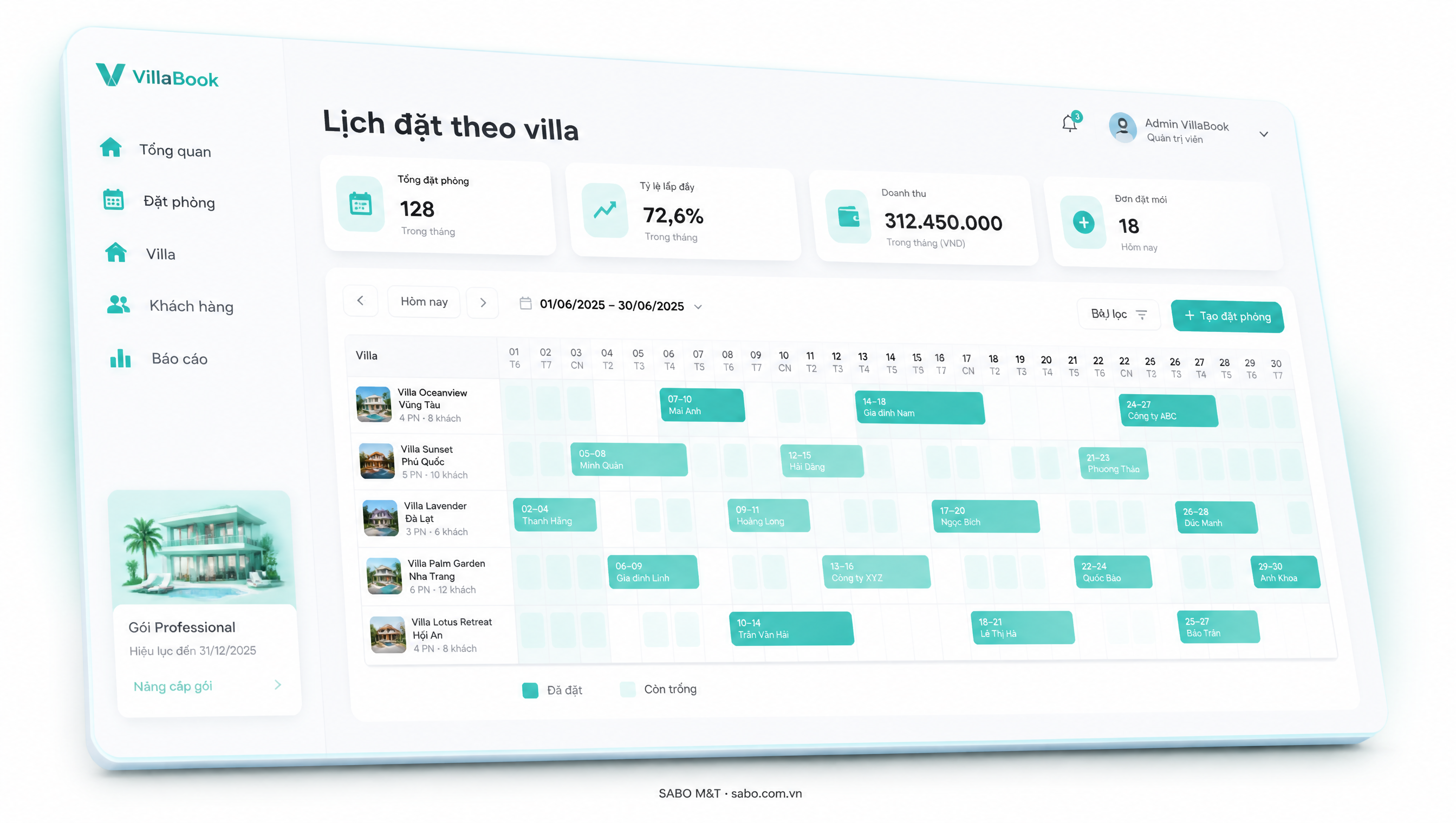 Giao diện web villa cho thuê theo ngày — màn 4