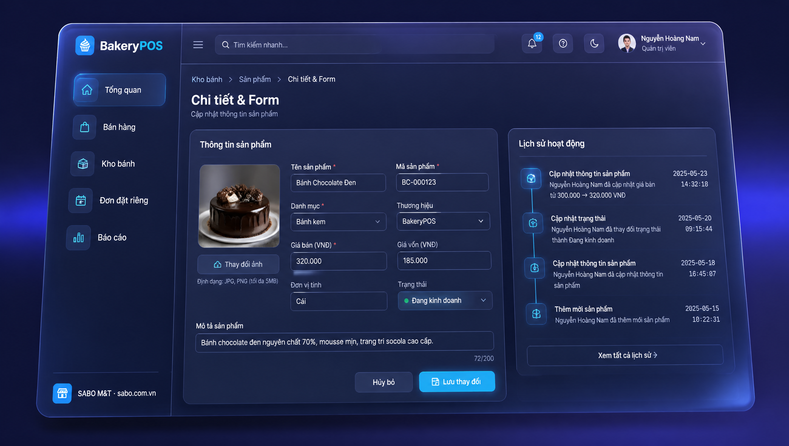 Giao diện web chuỗi cửa hàng bánh — màn 3