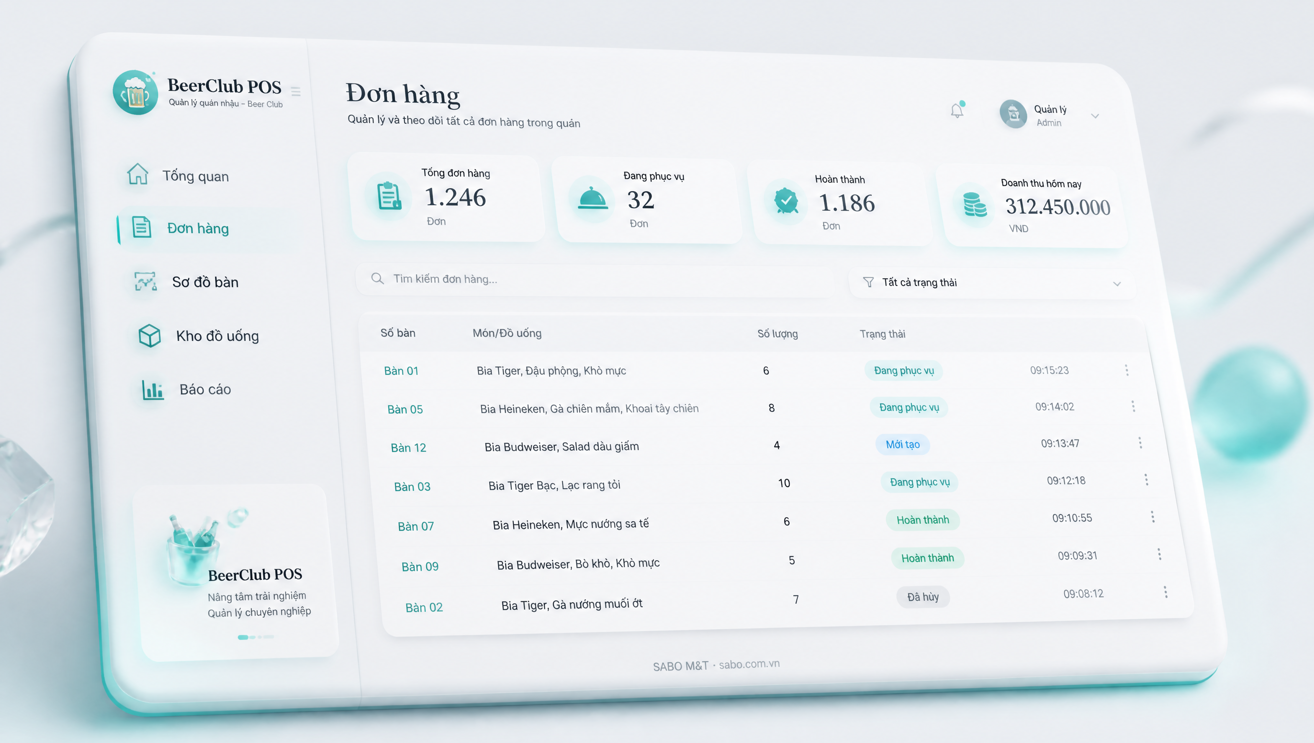 Giao diện web quán nhậu – beer club — màn 2