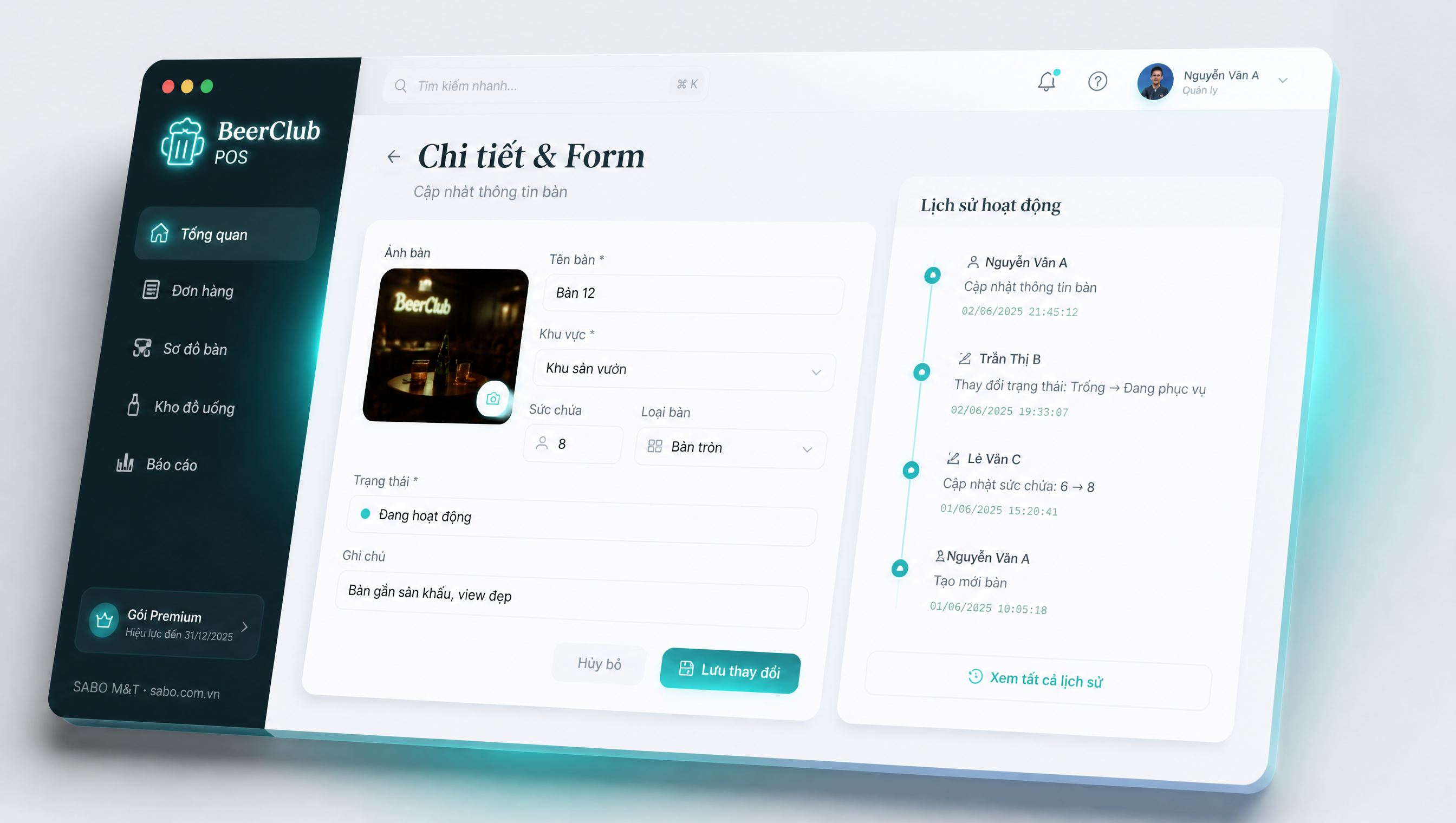 Giao diện web quán nhậu – beer club — màn 3