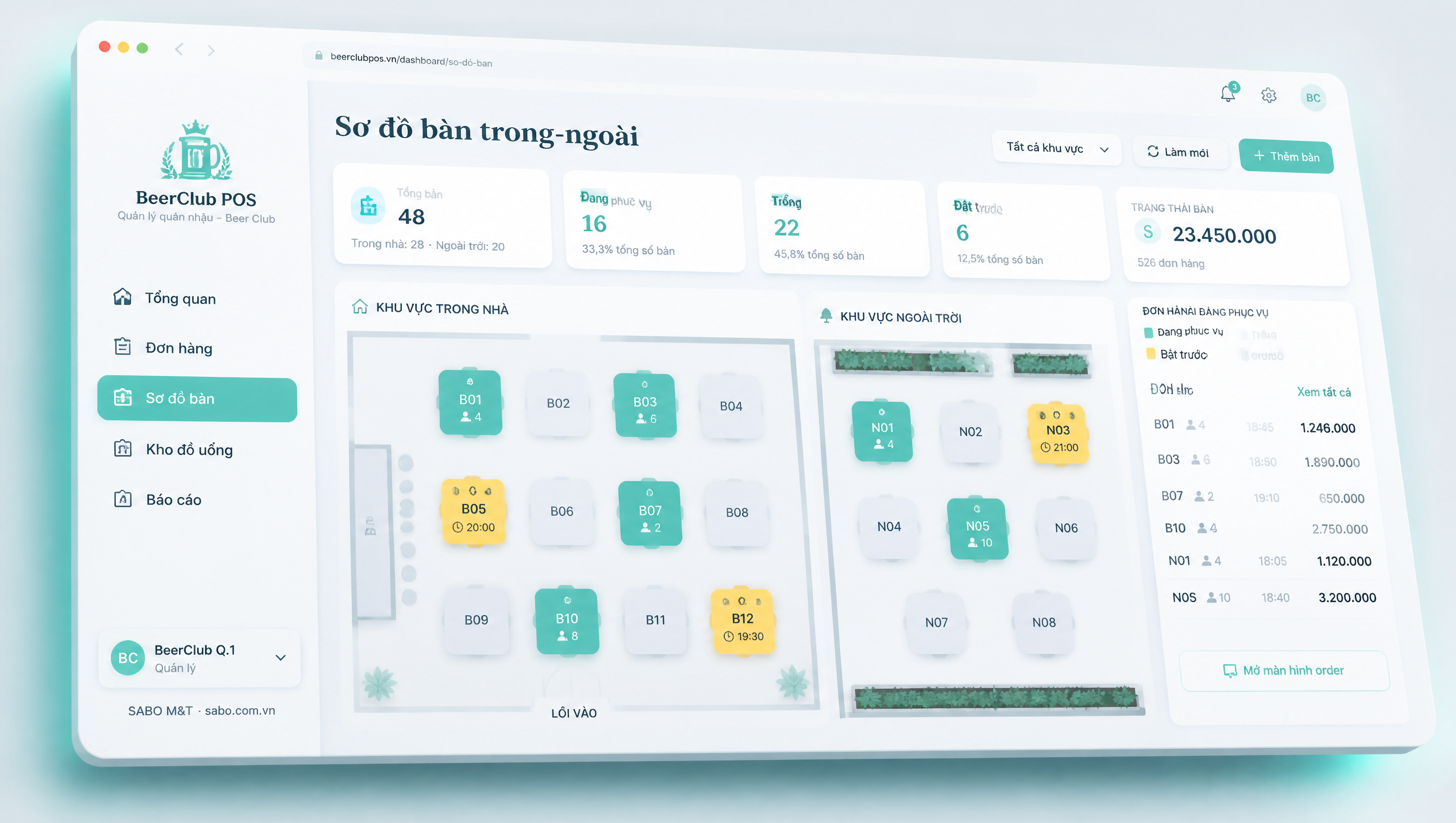 Giao diện web quán nhậu – beer club — màn 4