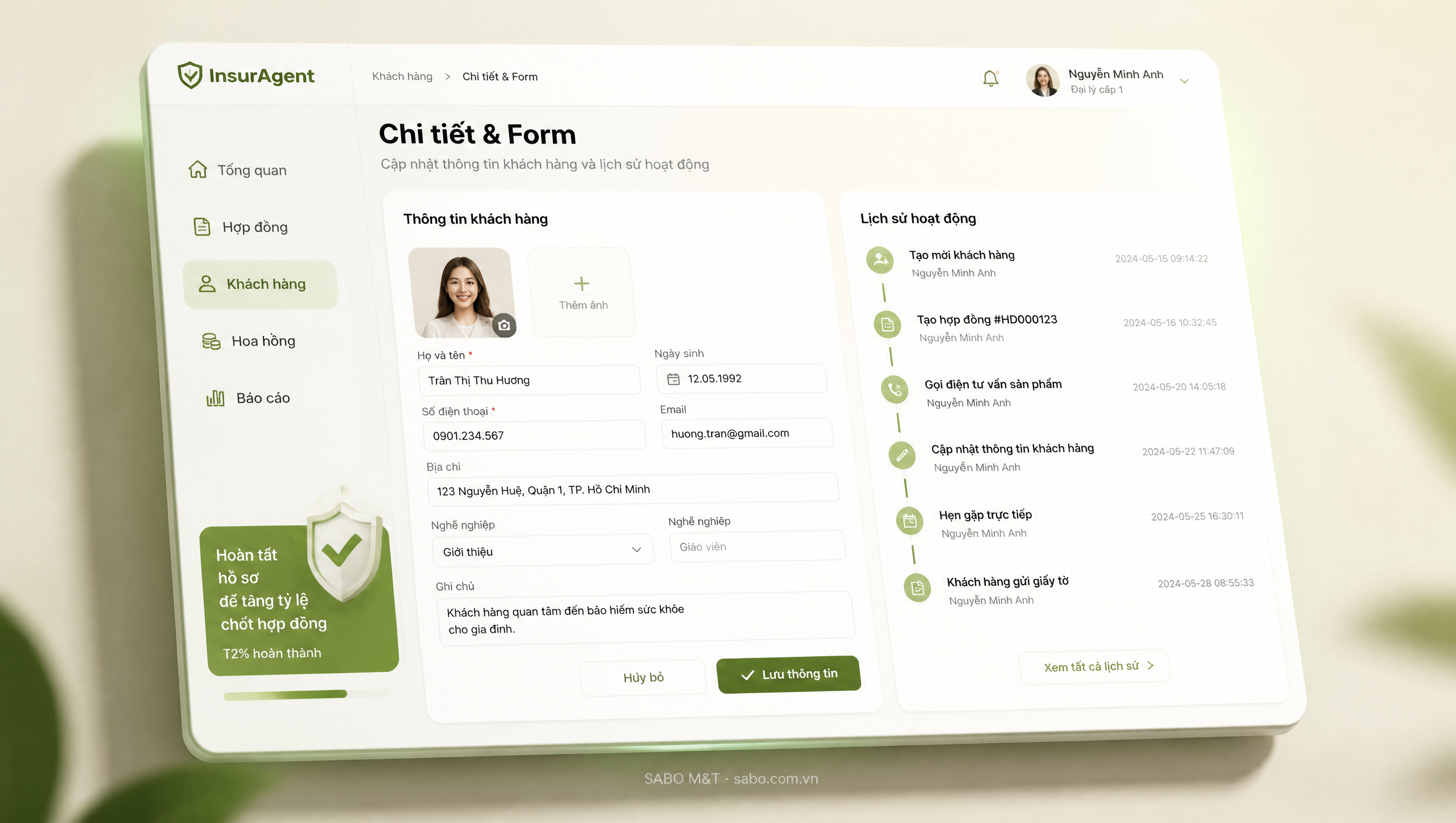 Giao diện web đại lý bảo hiểm — màn 3