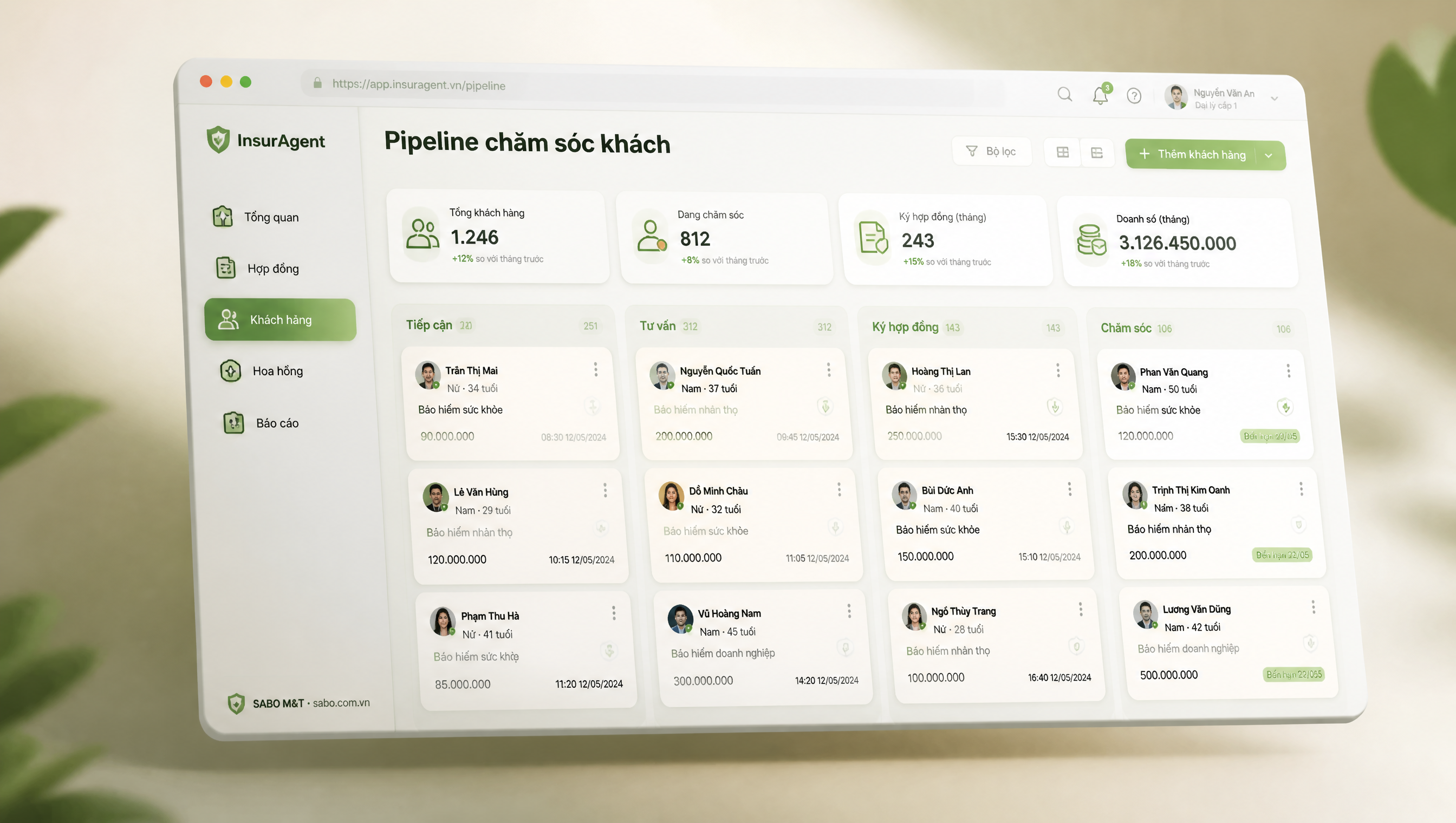 Giao diện web đại lý bảo hiểm — màn 4
