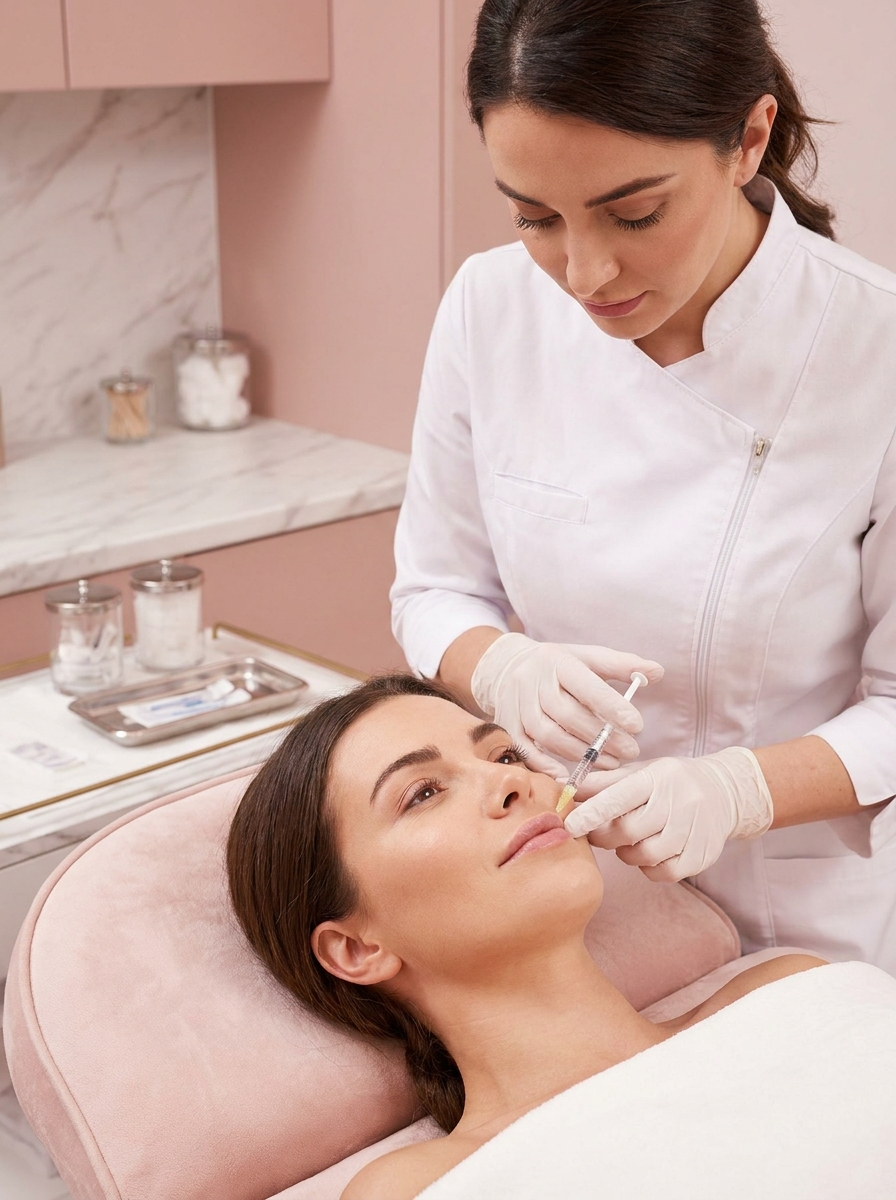 Medical aesthetician performing injectable treatment