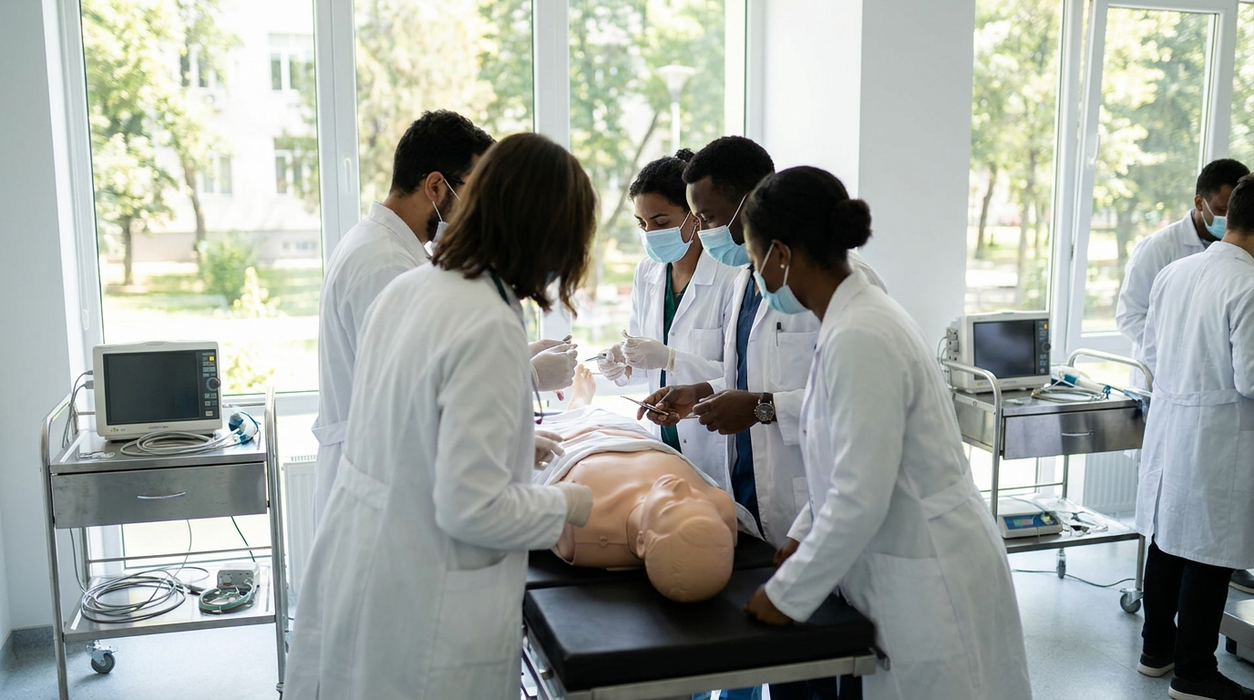 International students preparing biology and chemistry to study medicine in Slovakia