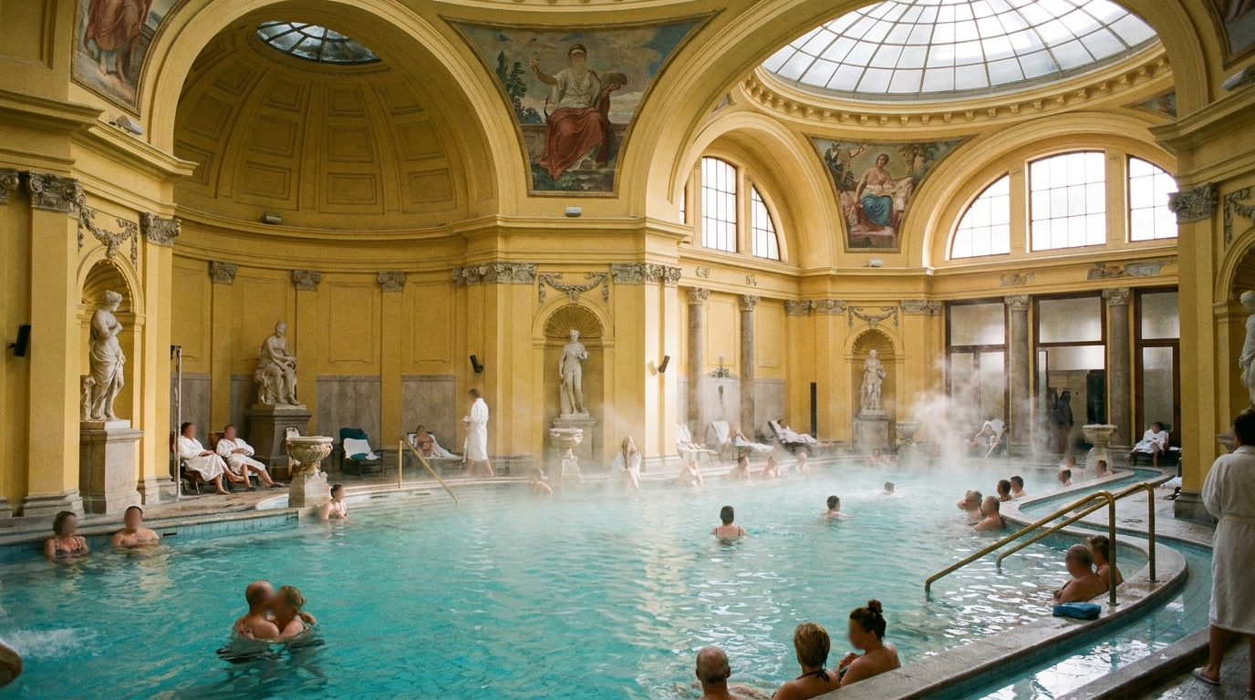 Budapest's famous thermal baths — a highlight of student life in Hungary