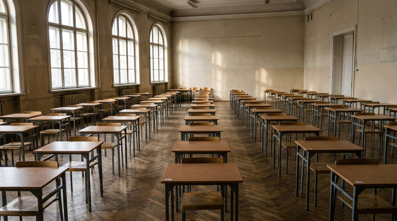 An examination hall, where medicine in the Czech Republic admission is decided
