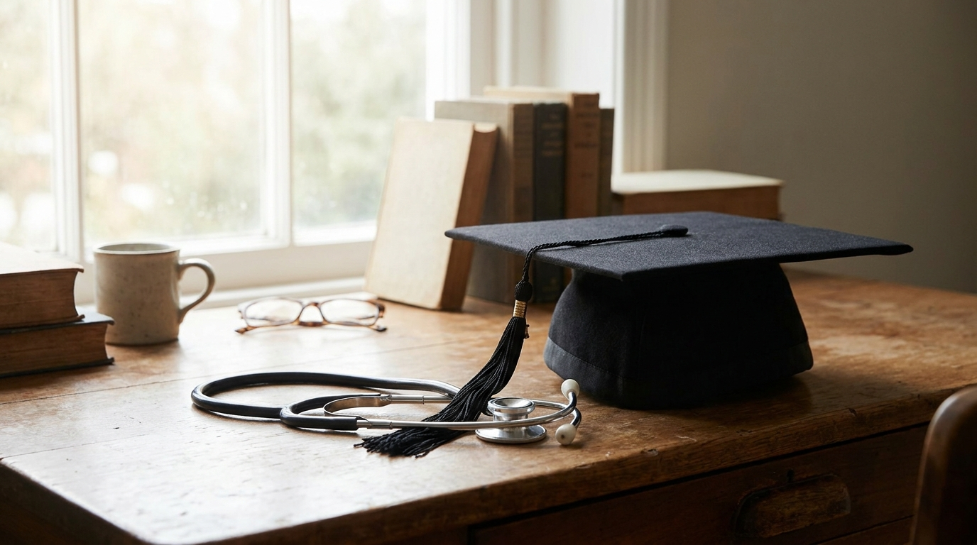Graduation and a stethoscope, symbolising practising after a Czech Republic medical degree