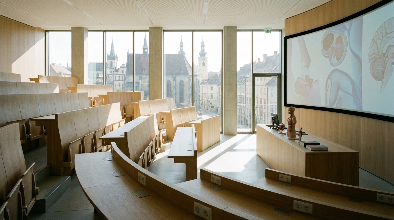 A medical lecture theatre where international students study medicine in Latvia