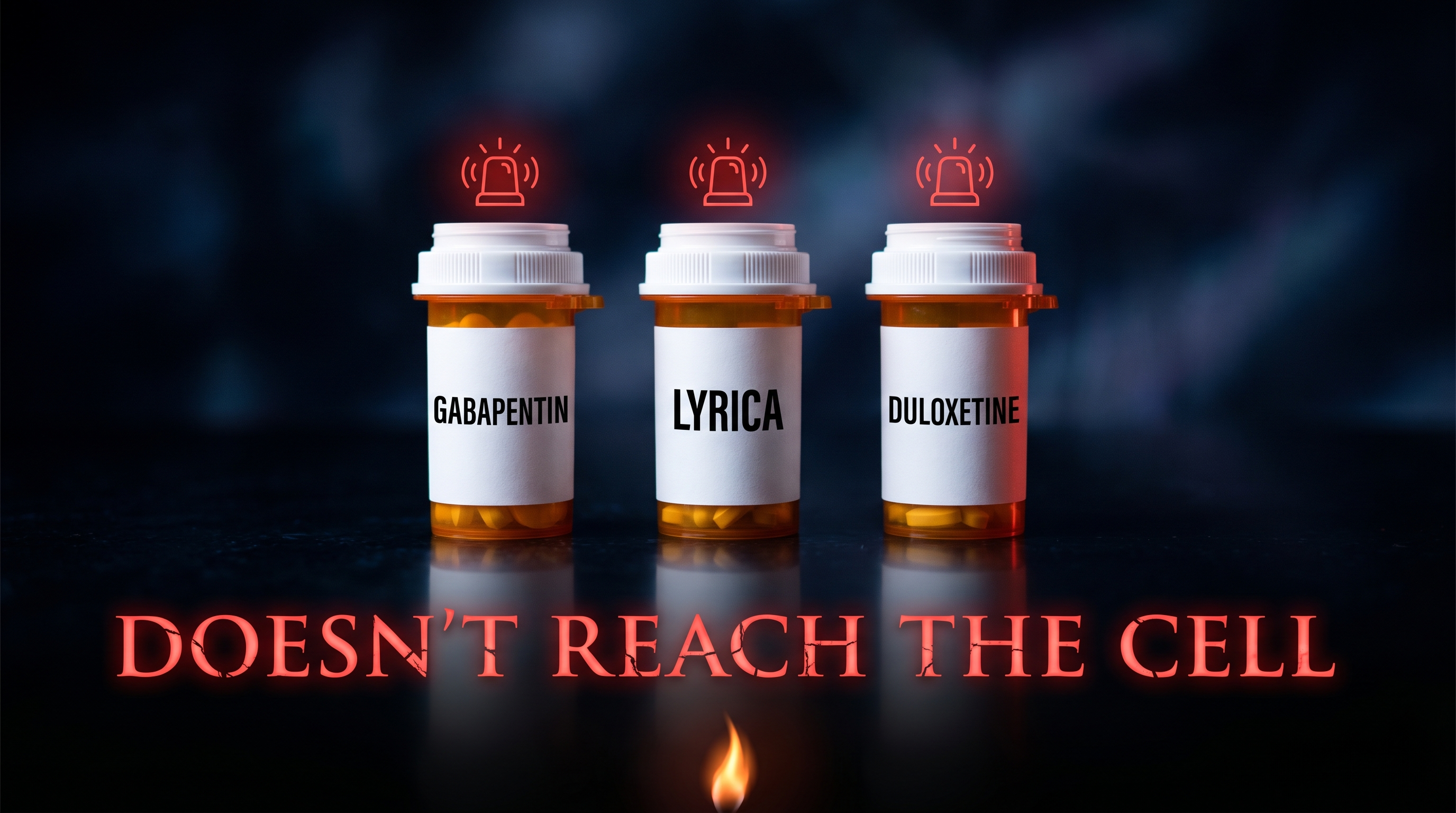 Gabapentin, Lyrica, Duloxetine bottles