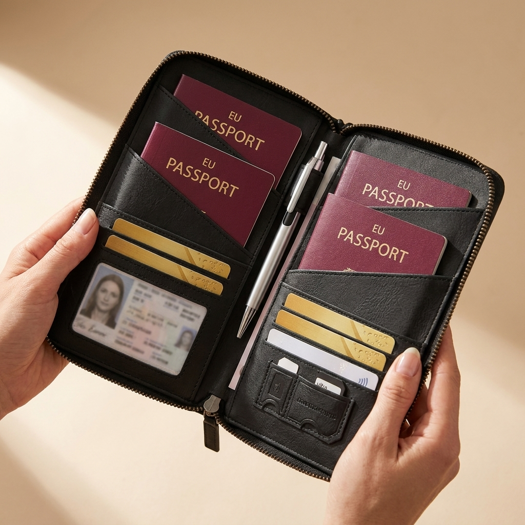 PassVault open met paspoorten en kaarten