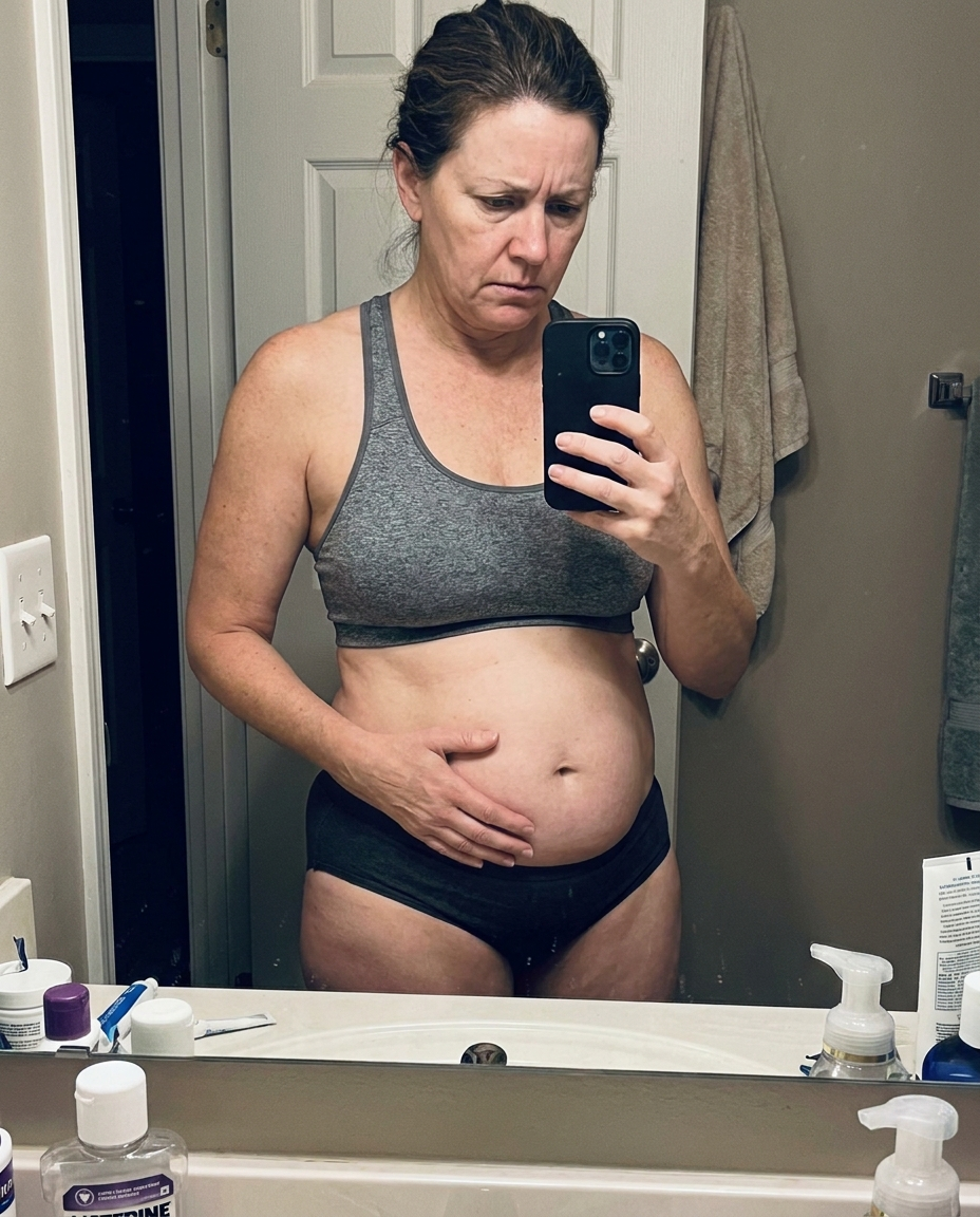 Femme le ventre gonflé après une chirurgie