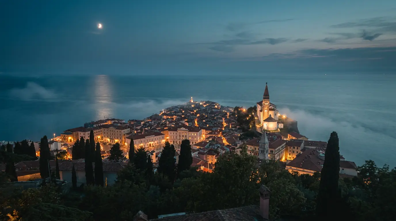 Piran ponoči