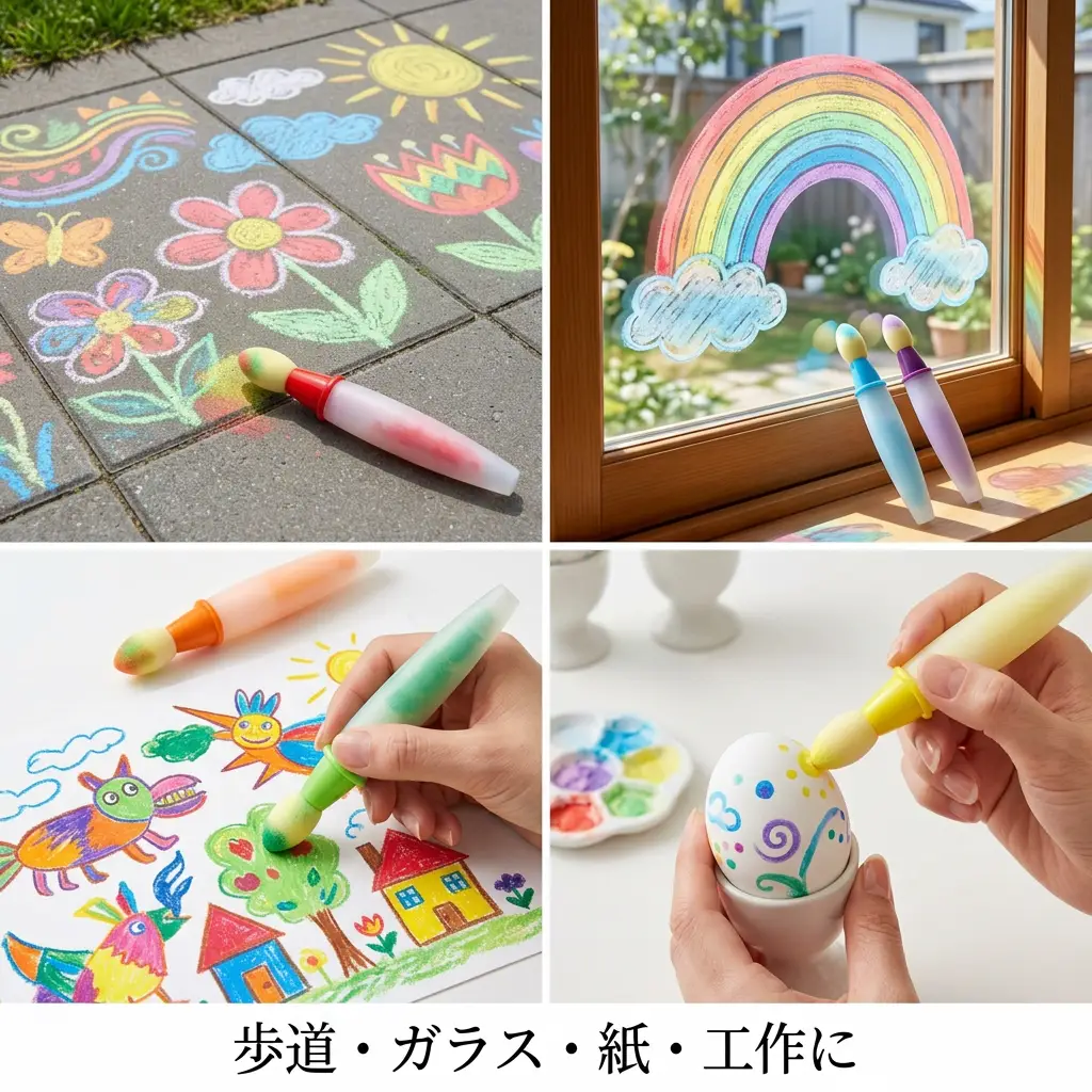 チョークペイントブラシ 水でお絵かき 6色セット