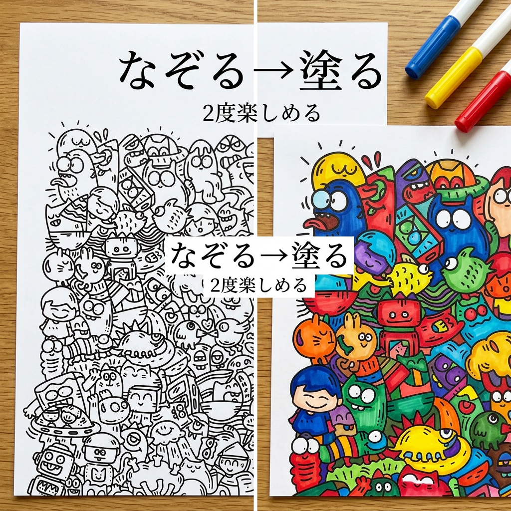 なぞる → 塗る、2度楽しい。