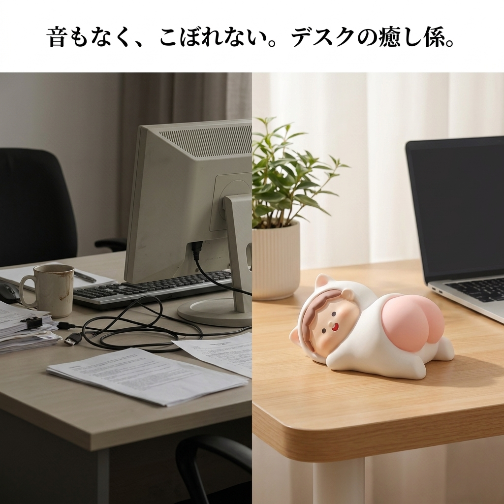 静かでこぼれにくい、デスクの癒し係のイメージ