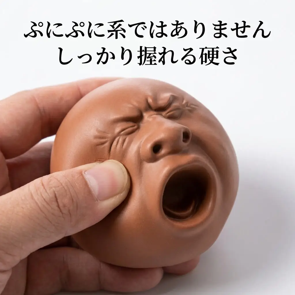 大人の指で押しても浅くしか沈まない、しっかりした握り心地を示すカット