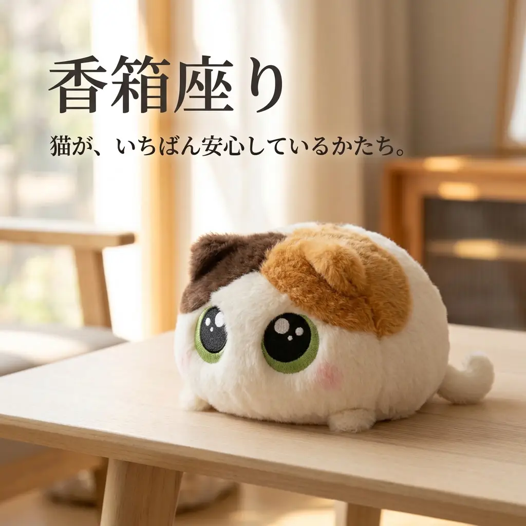 窓辺で横から見た香箱座りのシルエット