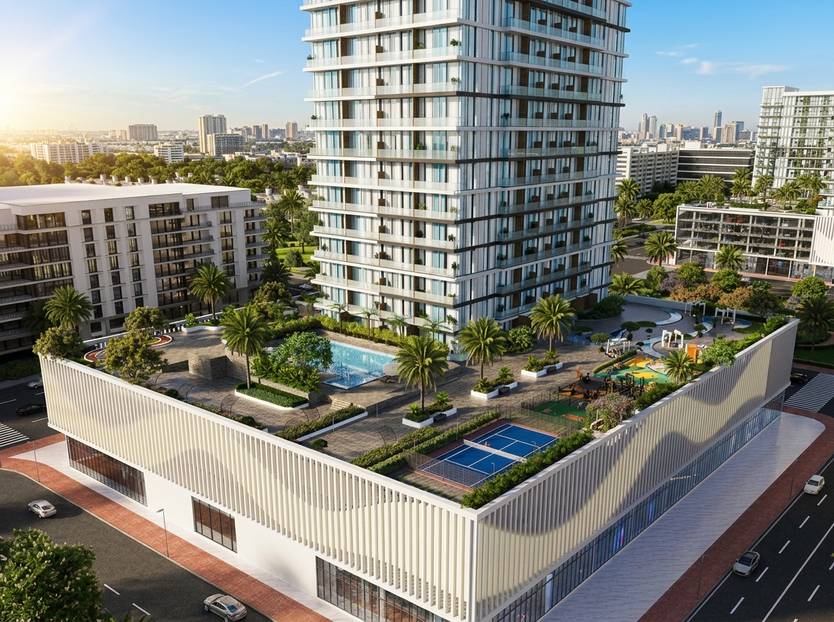 Espace piscine et zone de détente extérieure de Sky Hills Residence 3