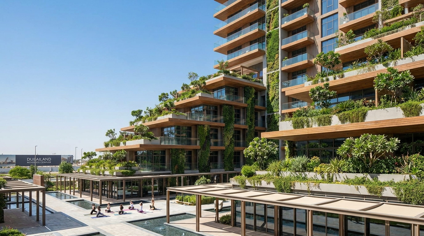Vue extérieure de la tour Treppan Vision à Dubailand