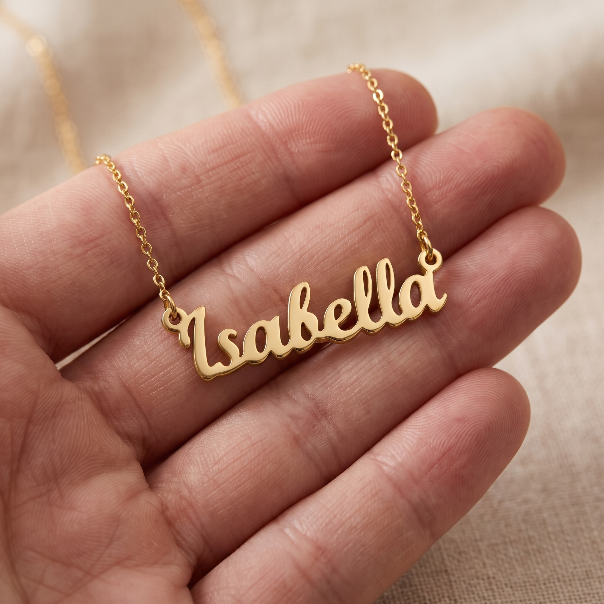 A bright engraved pendant showing crisp lettering in daylight