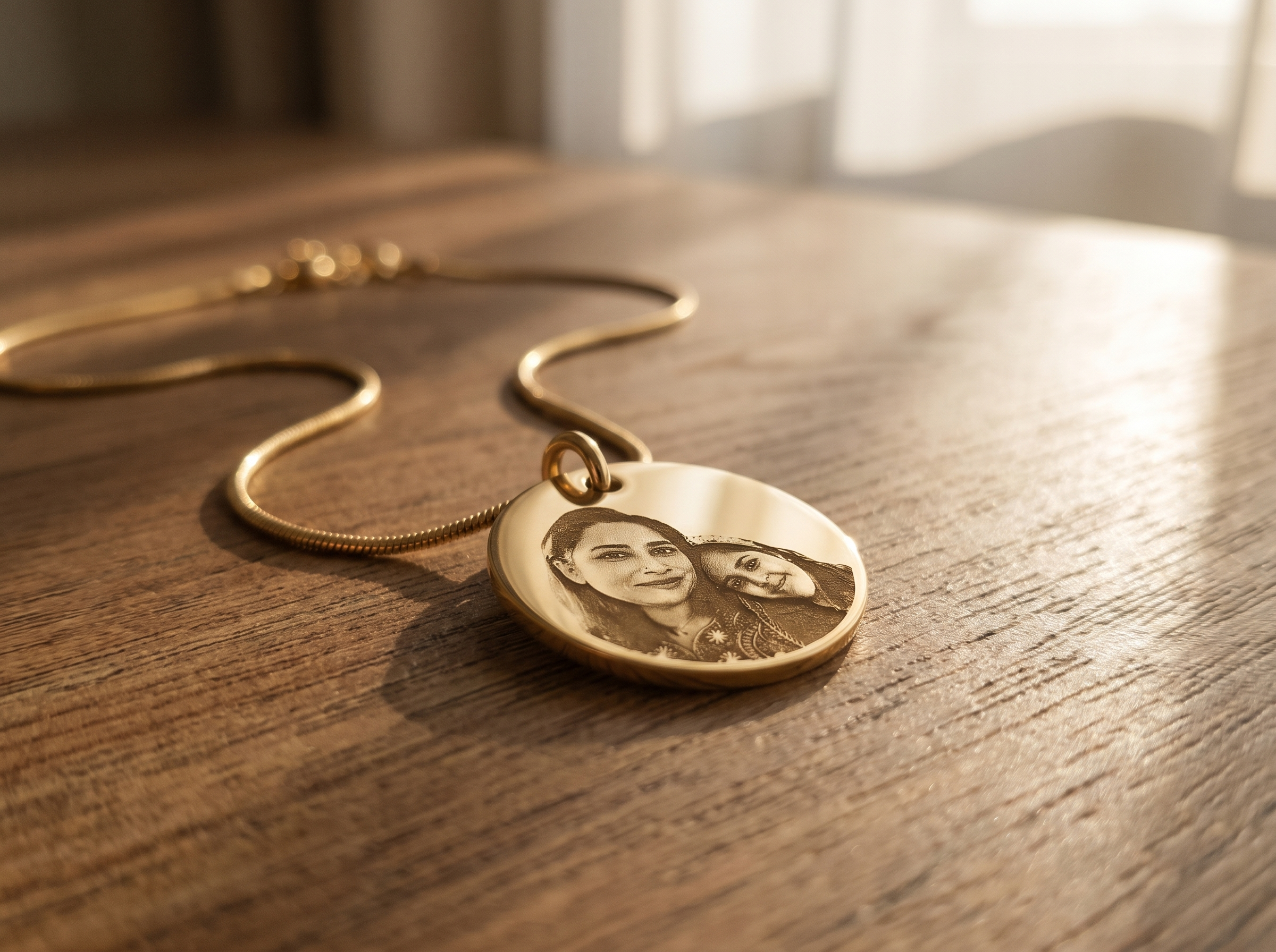 A handwritten note beside a pendant on a desk, as if being checked