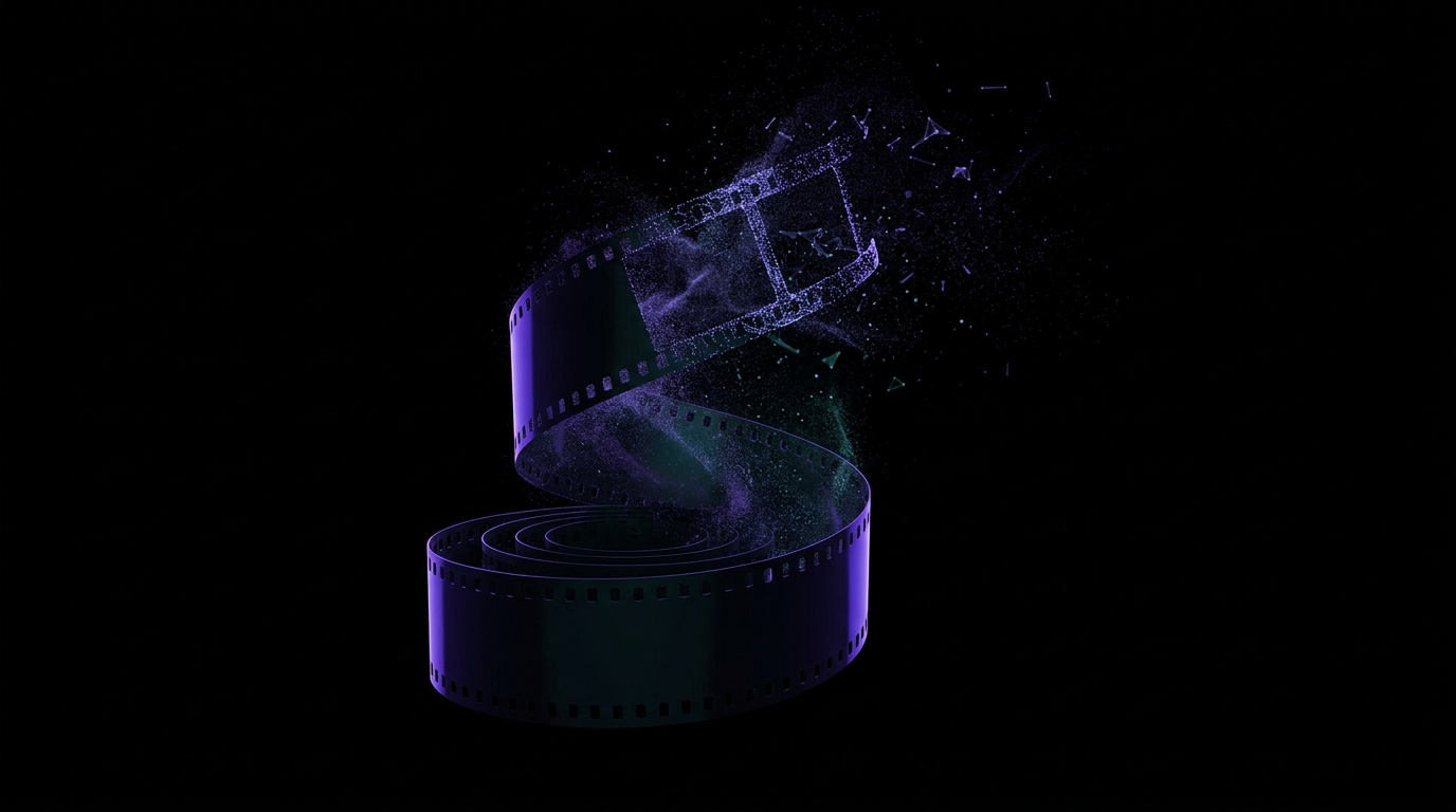 Pellicola cinematografica i cui fotogrammi si dissolvono in particelle luminose