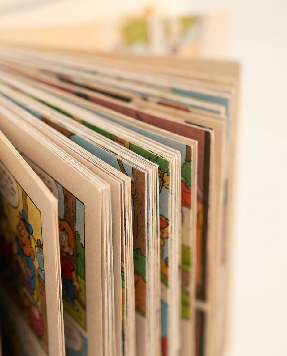 Close-up of the book's fanned pages