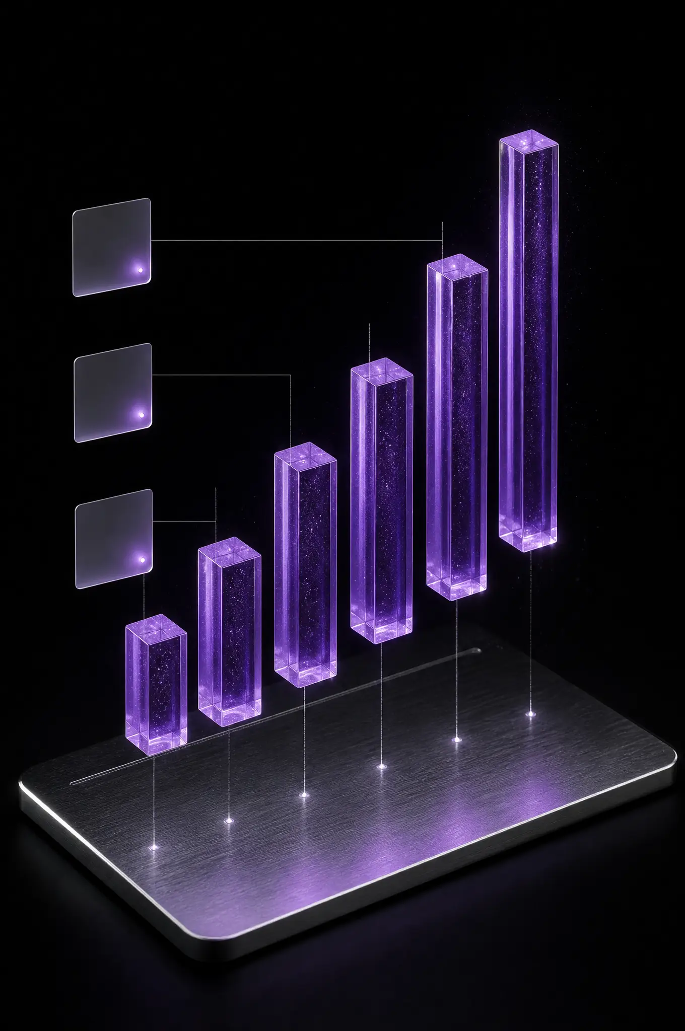 Gráfica de barras de cristal violeta desarmada en el aire