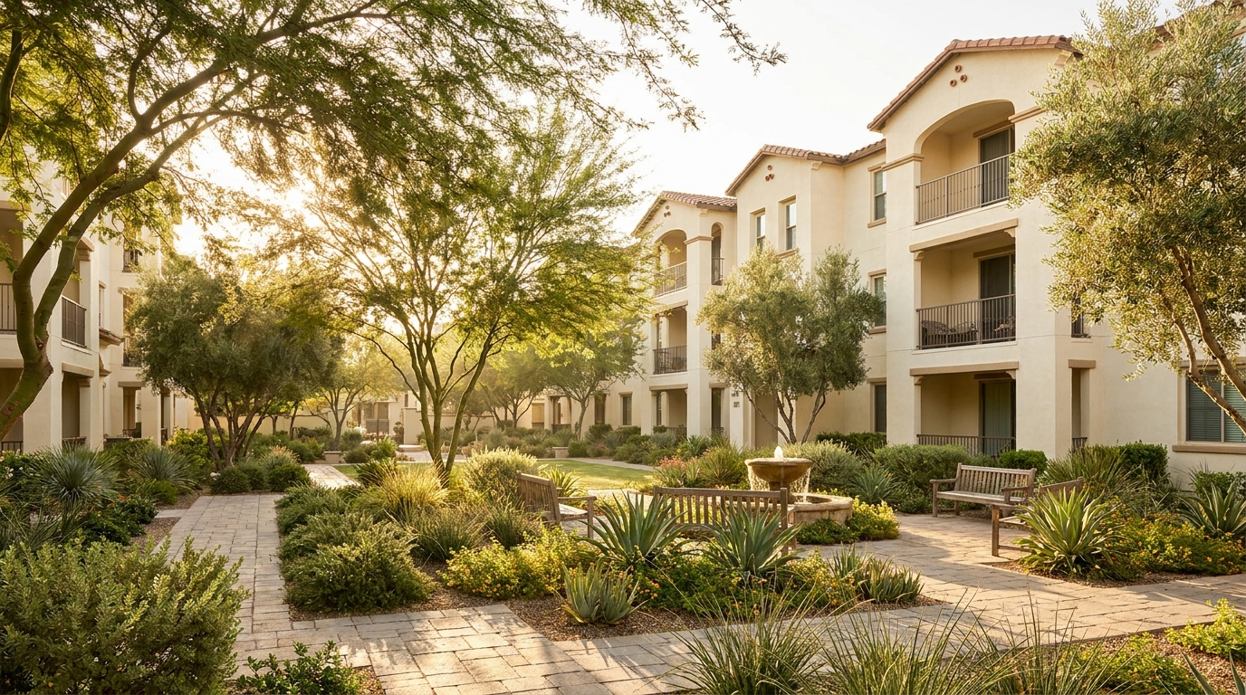 Green residential courtyard