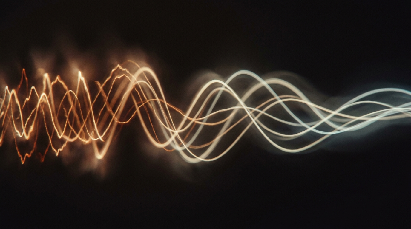 Sound waves slowing from fast tight rhythms into long slow curves